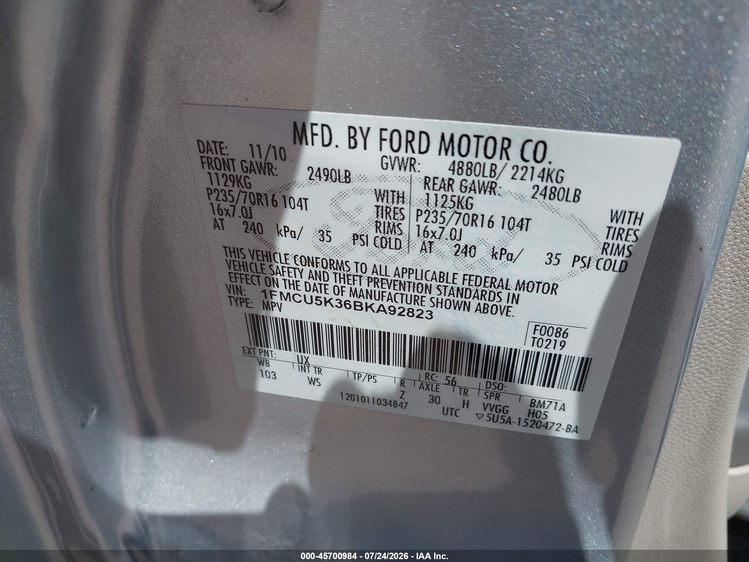 2011 Ford Escape Hybrid   Silver vin: 1FMCU5K36BKA92823