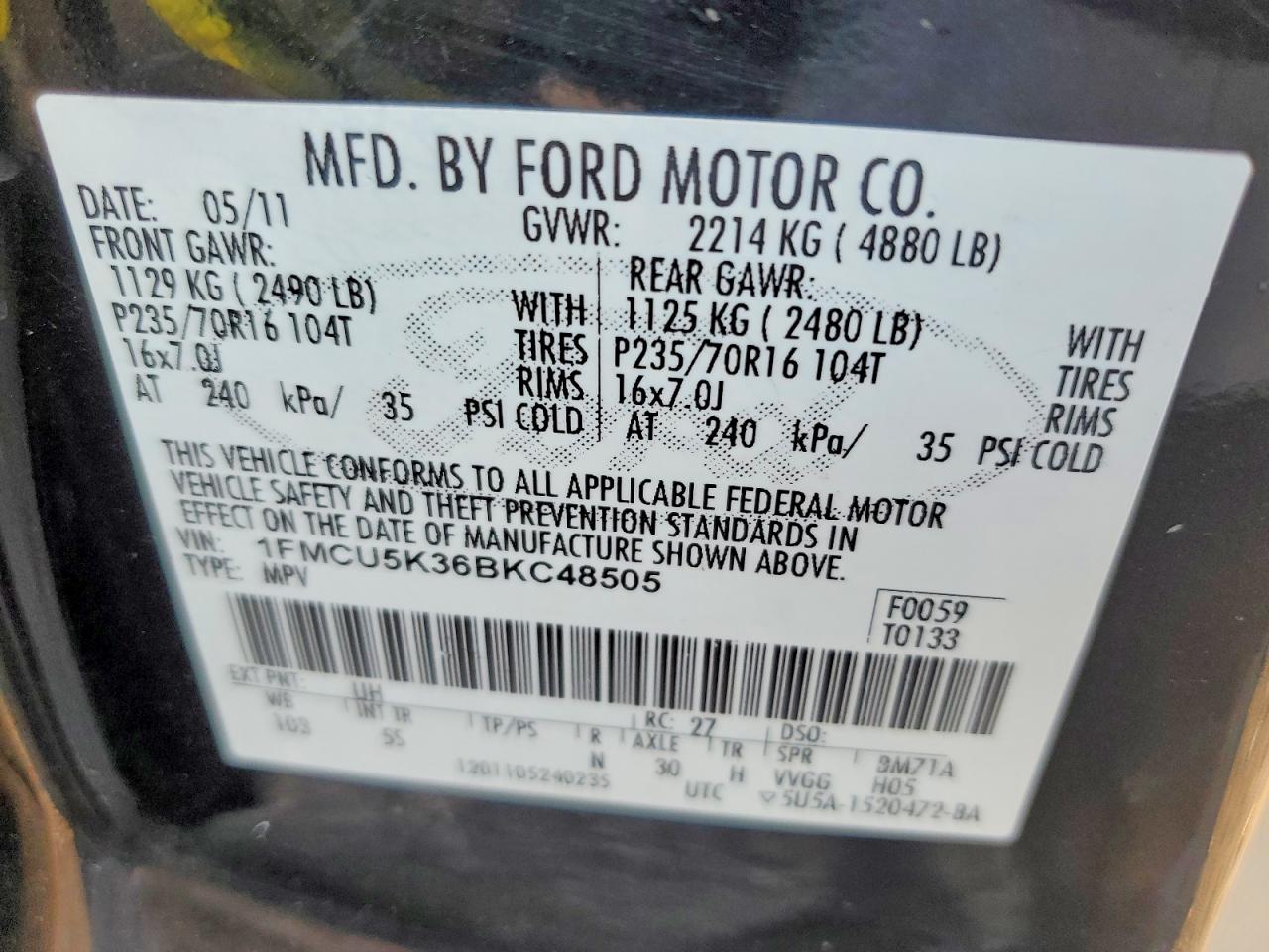 2011 Ford Escape Hybrid Черный vin: 1FMCU5K36BKC48505