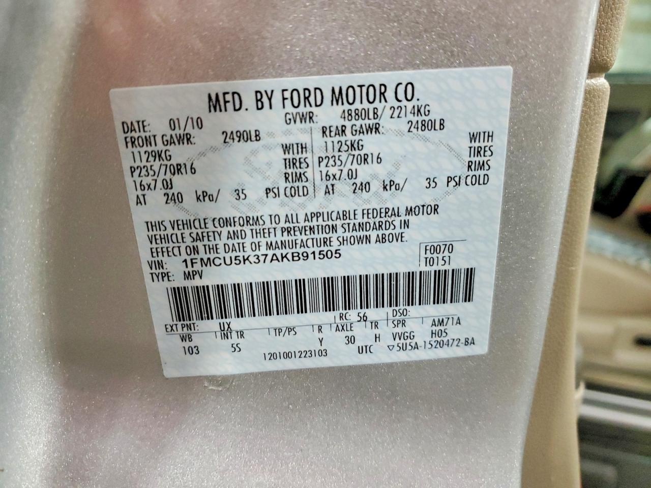 2010 Ford Escape Hybrid Silver vin: 1FMCU5K37AKB91505