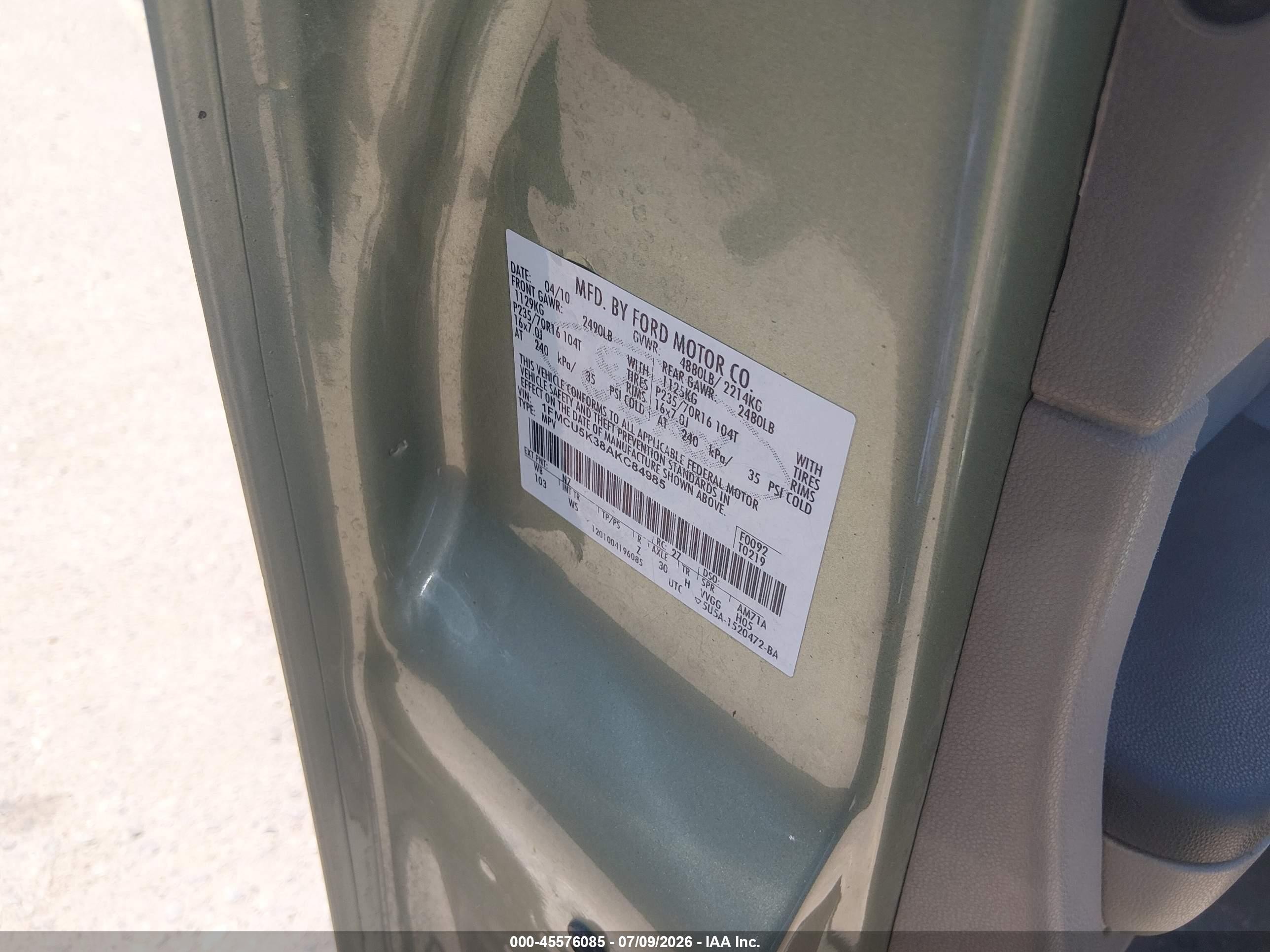 2010 Ford Escape Hybrid Limited Green vin: 1FMCU5K38AKC84985