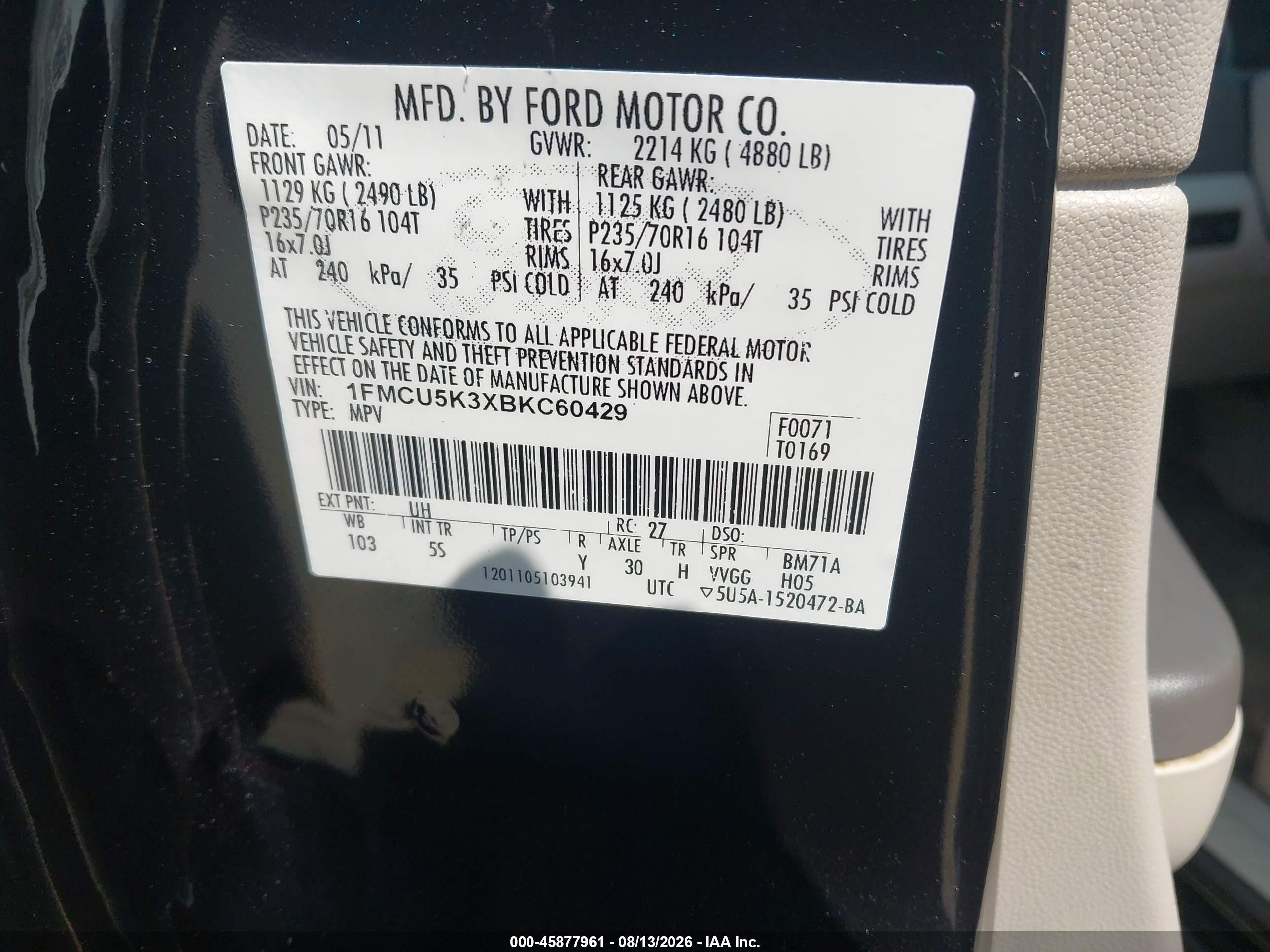2011 Ford Escape Hybrid Limited Черный vin: 1FMCU5K3XBKC60429