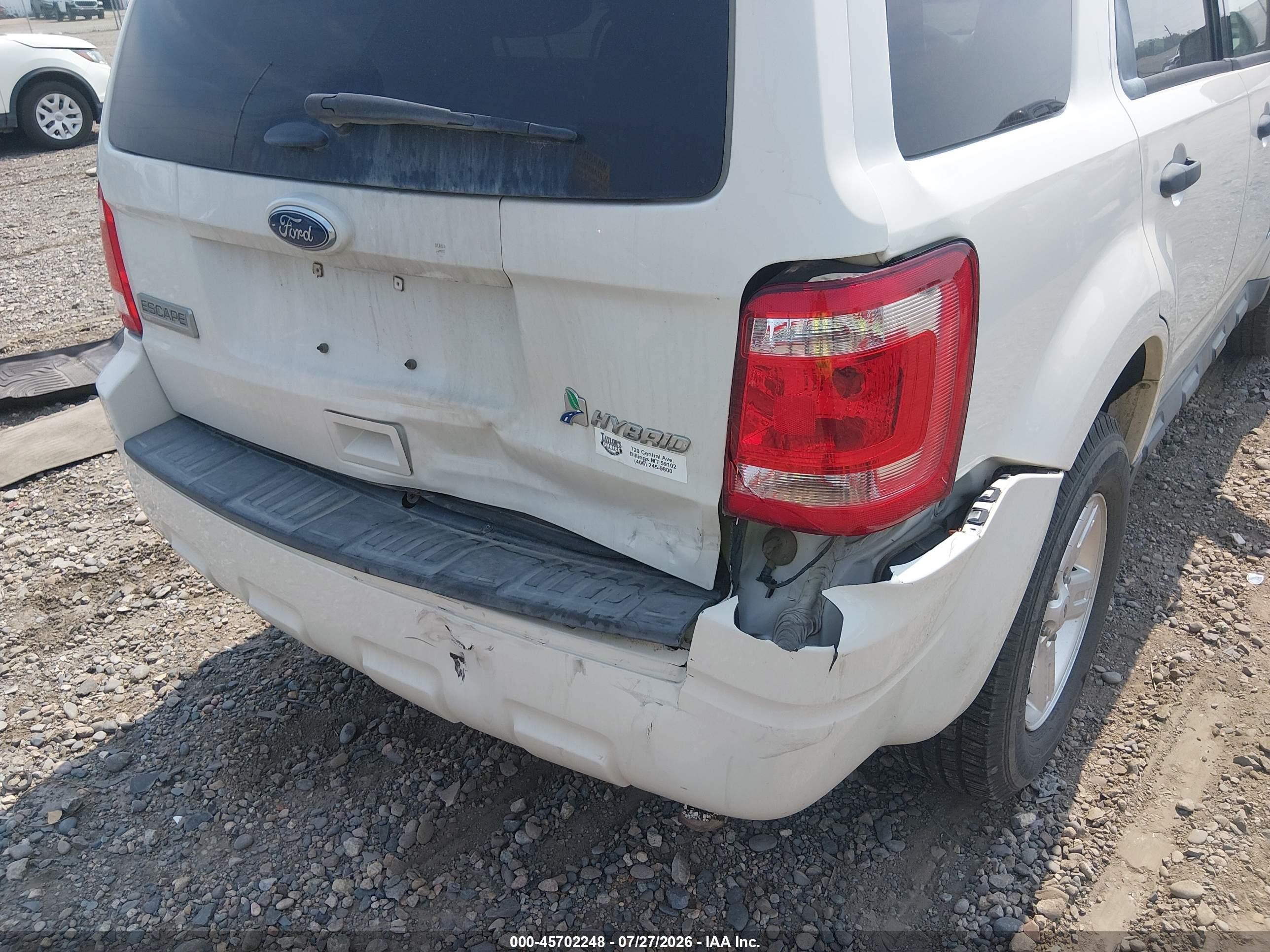 2011 Ford Escape Hybrid   White vin: 1FMCU5K3XBKC69583