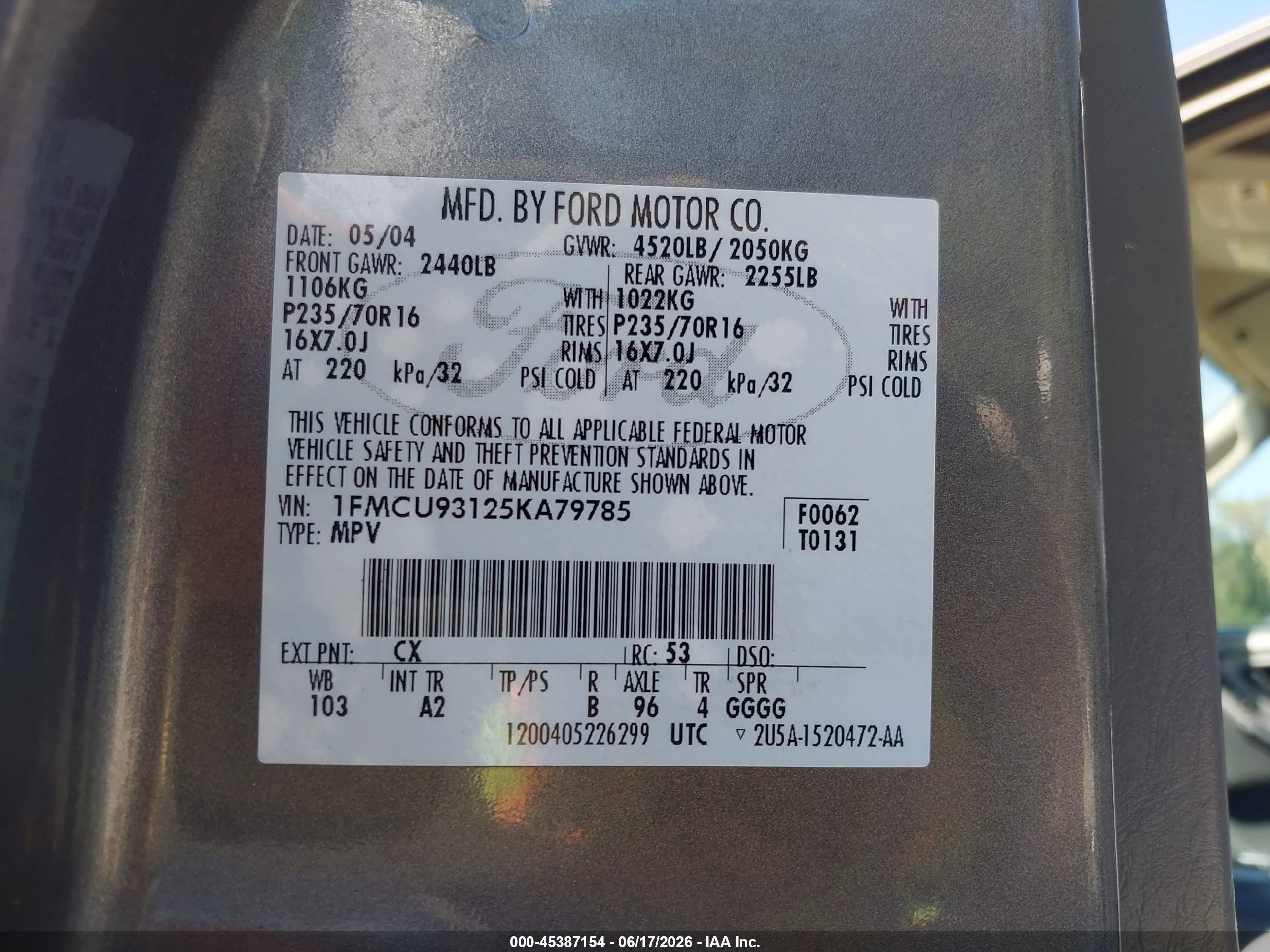 2005 Ford Escape Xlt Gray vin: 1FMCU93125KA79785
