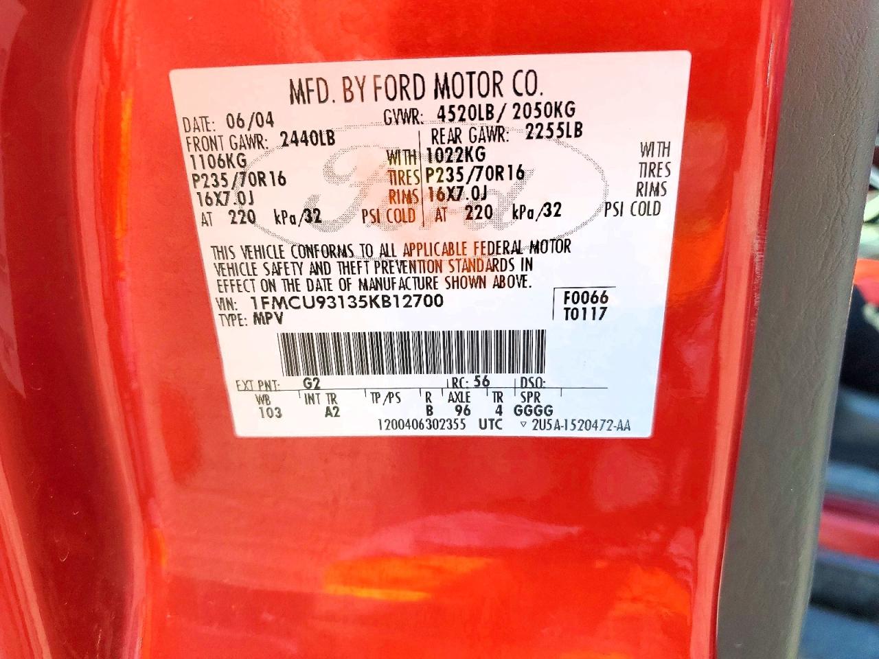 2005 Ford Escape Xlt Темно-бордовый vin: 1FMCU93135KB12700