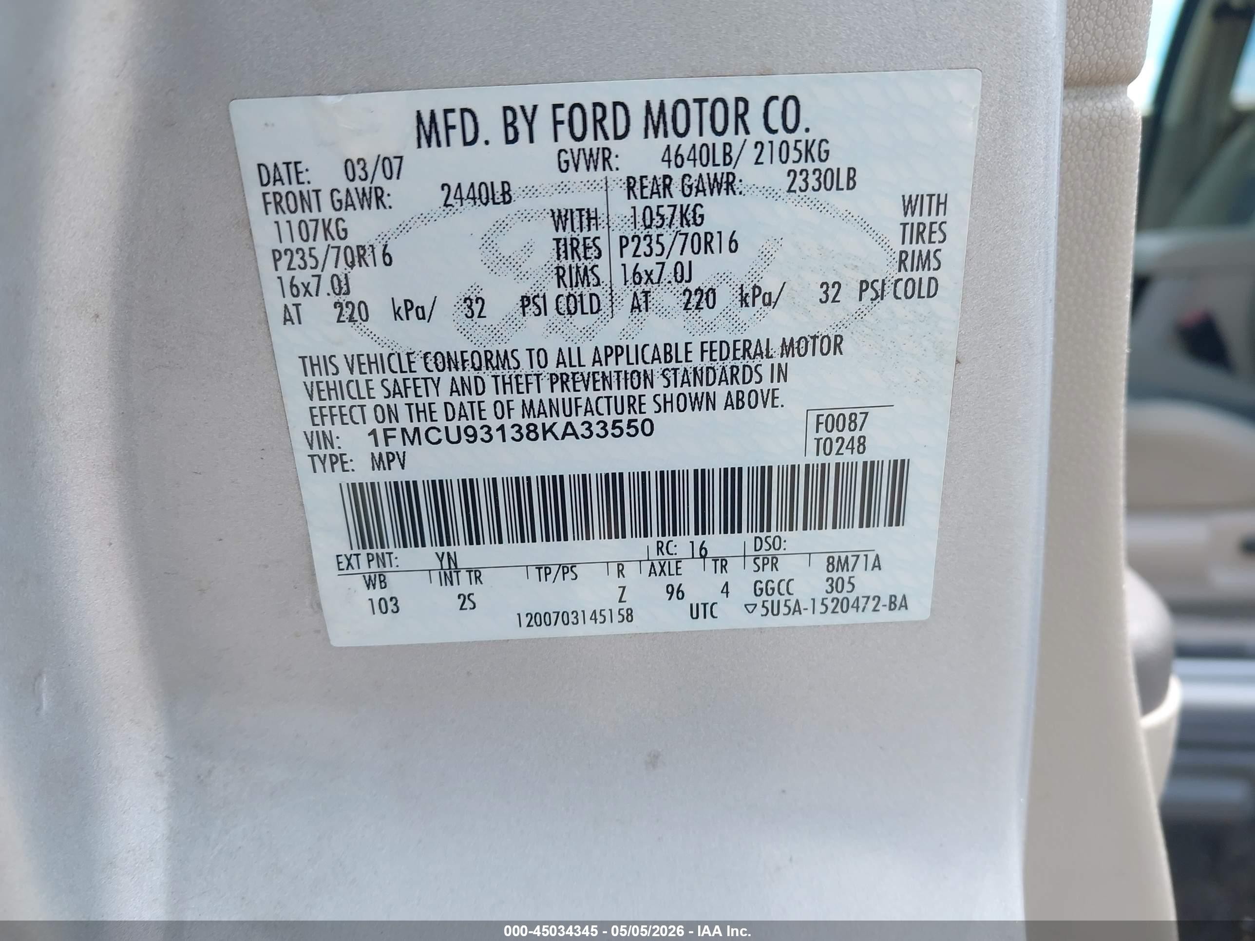 2008 Ford Escape Xlt Silver vin: 1FMCU93138KA33550