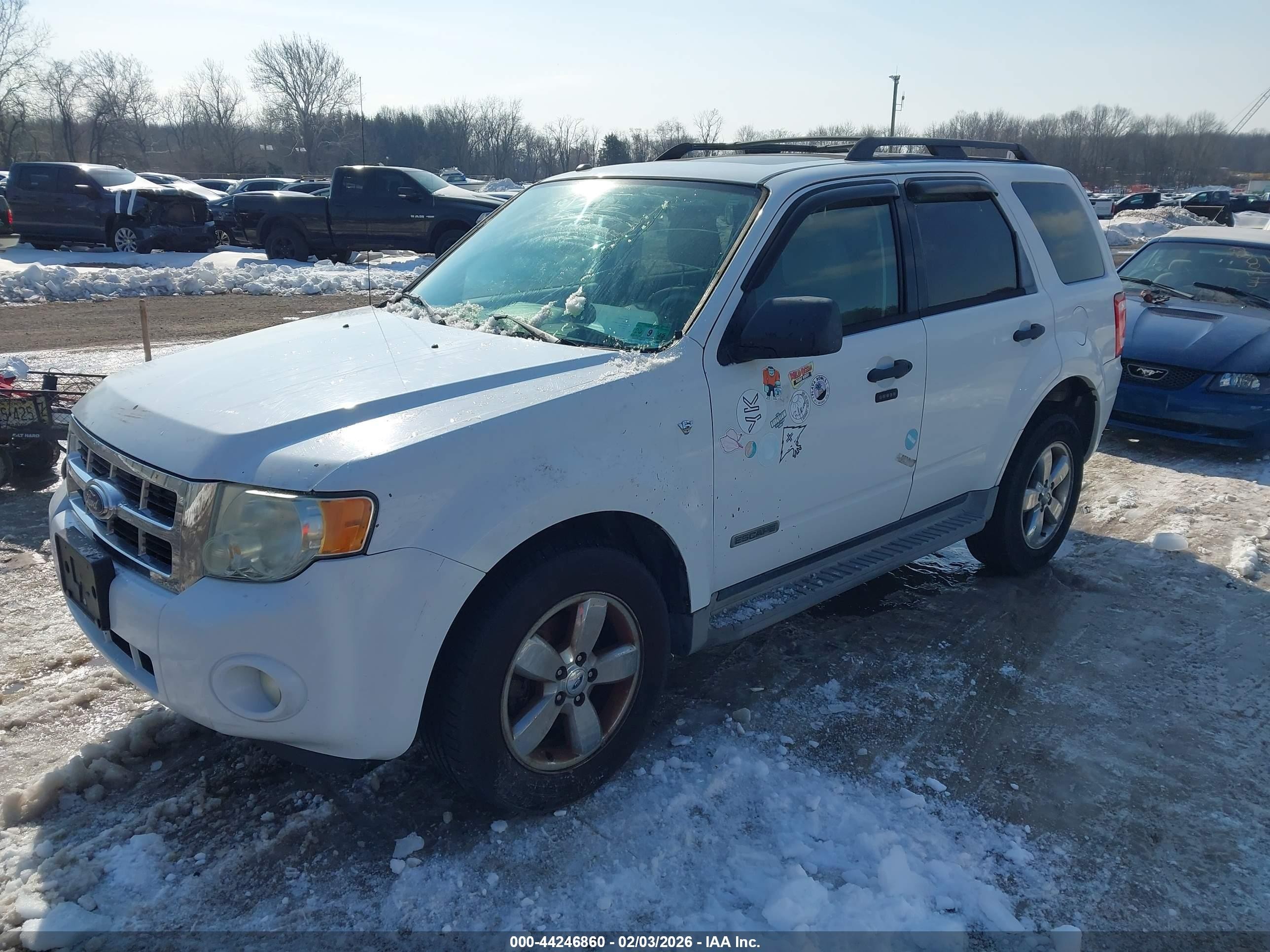 2008 Ford Escape Xlt White vin: 1FMCU93138KE48397