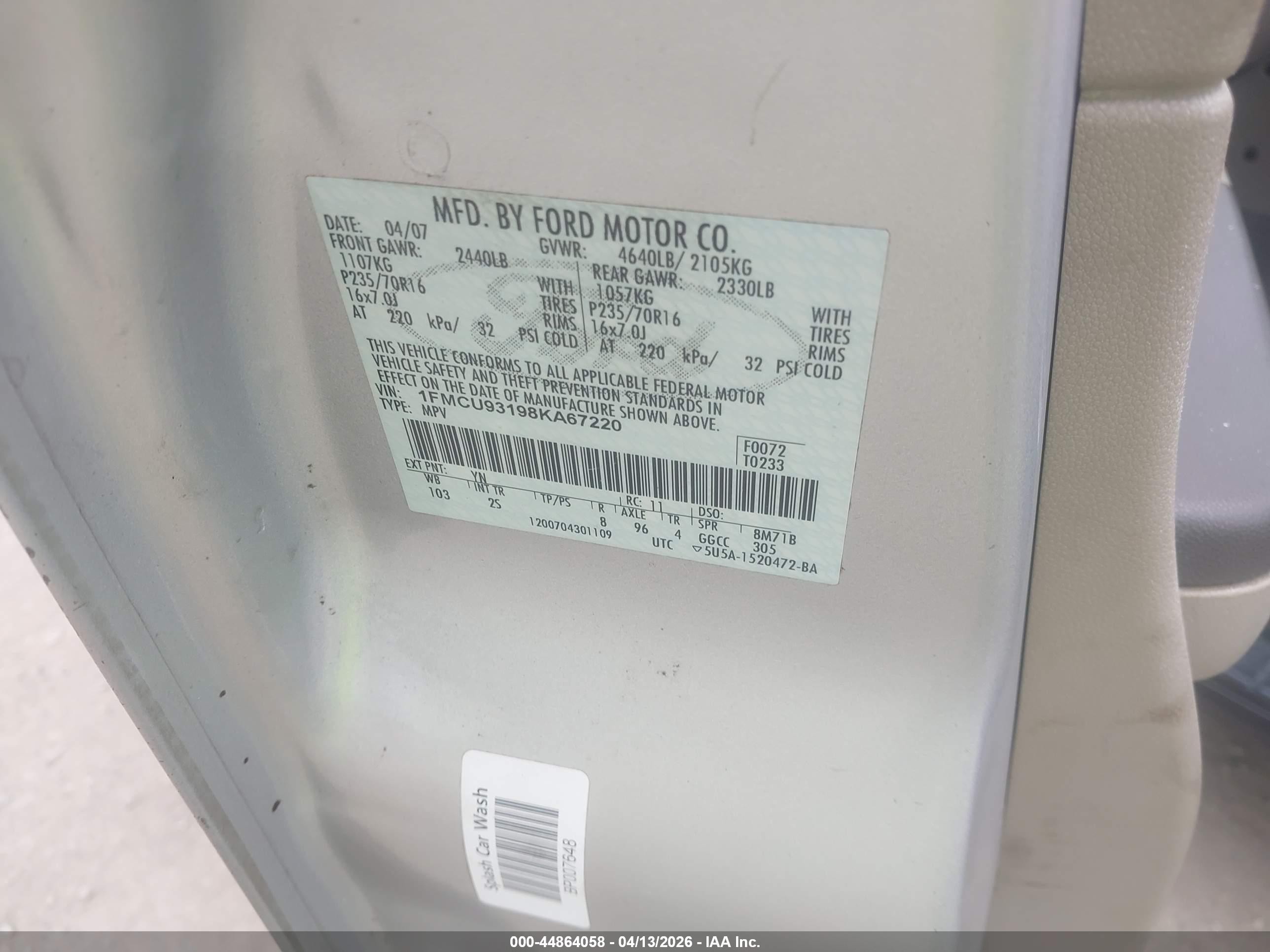2008 Ford Escape Xlt Silver vin: 1FMCU93198KA67220