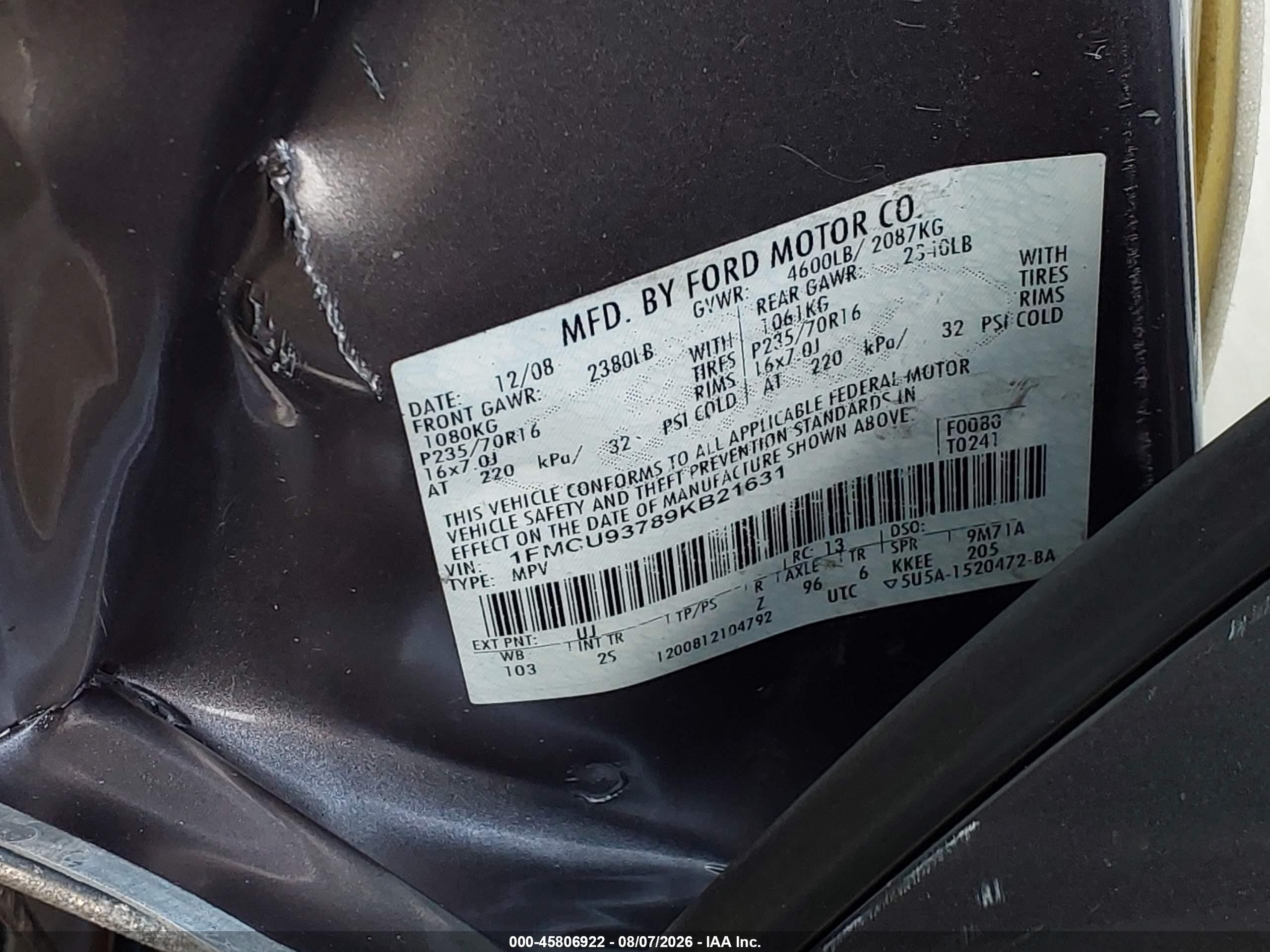 2009 Ford Escape Xlt Gray vin: 1FMCU93789KB21631
