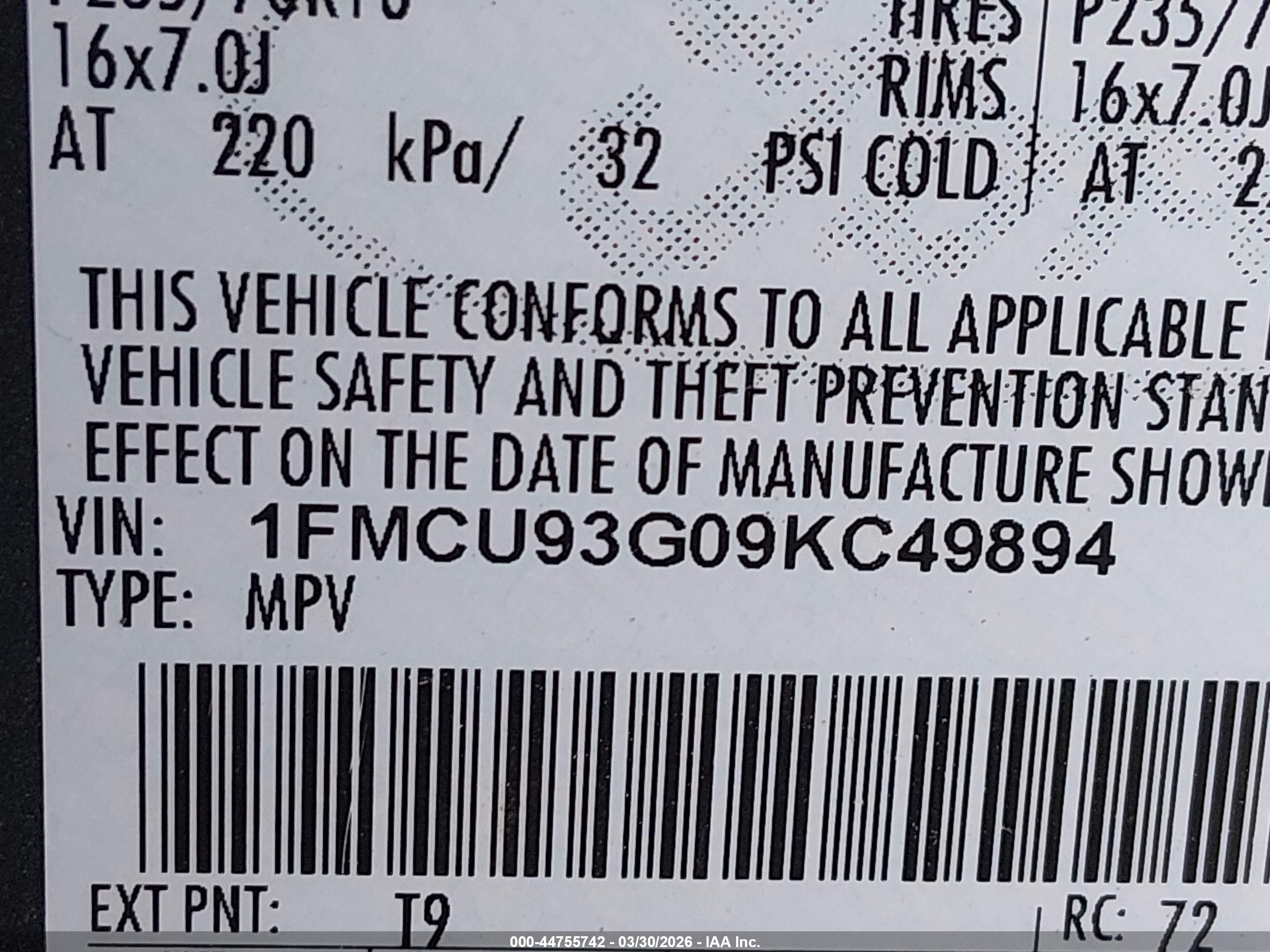 2009 Ford Escape Xlt Gray vin: 1FMCU93G09KC49894
