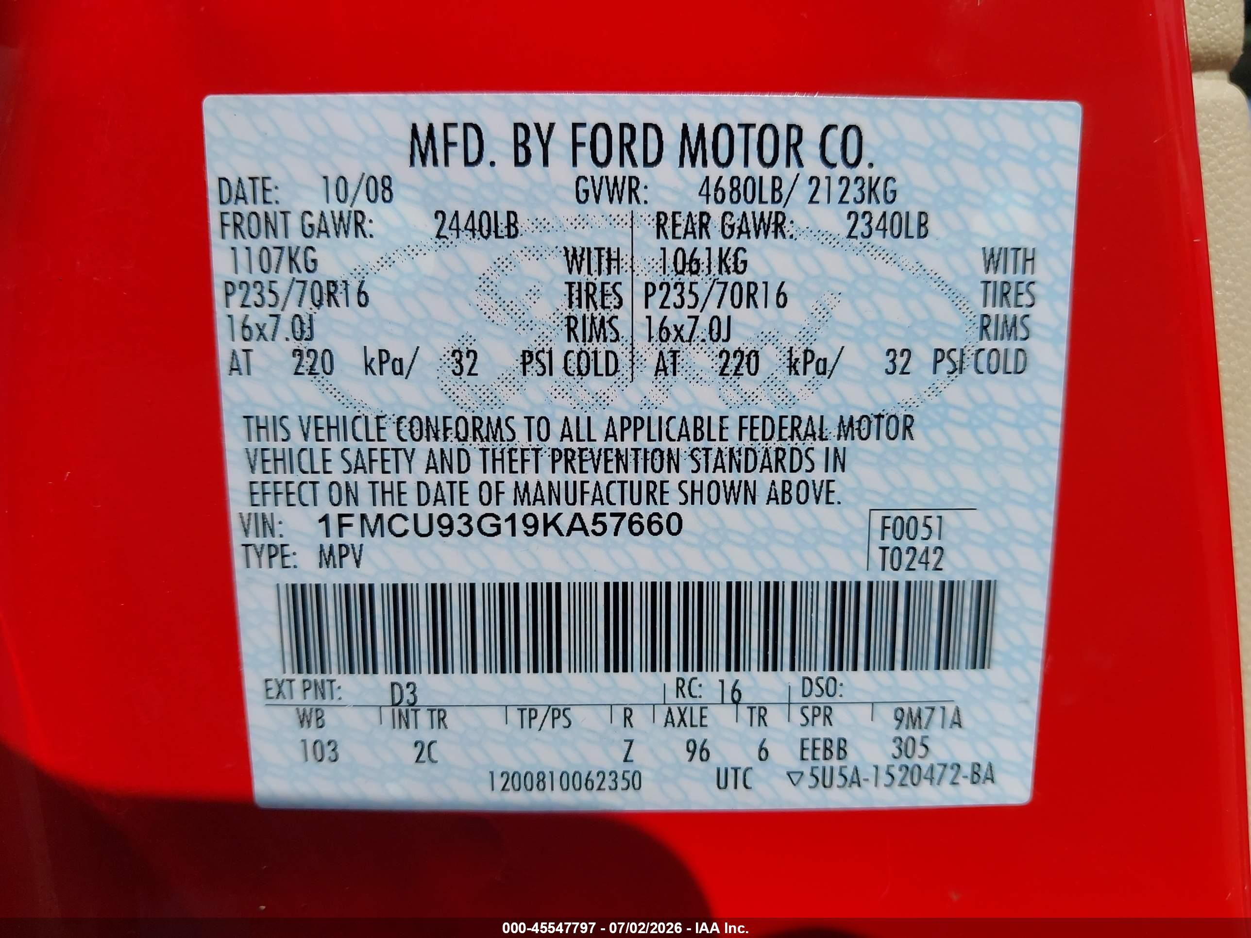 2009 Ford Escape Xlt Red vin: 1FMCU93G19KA57660