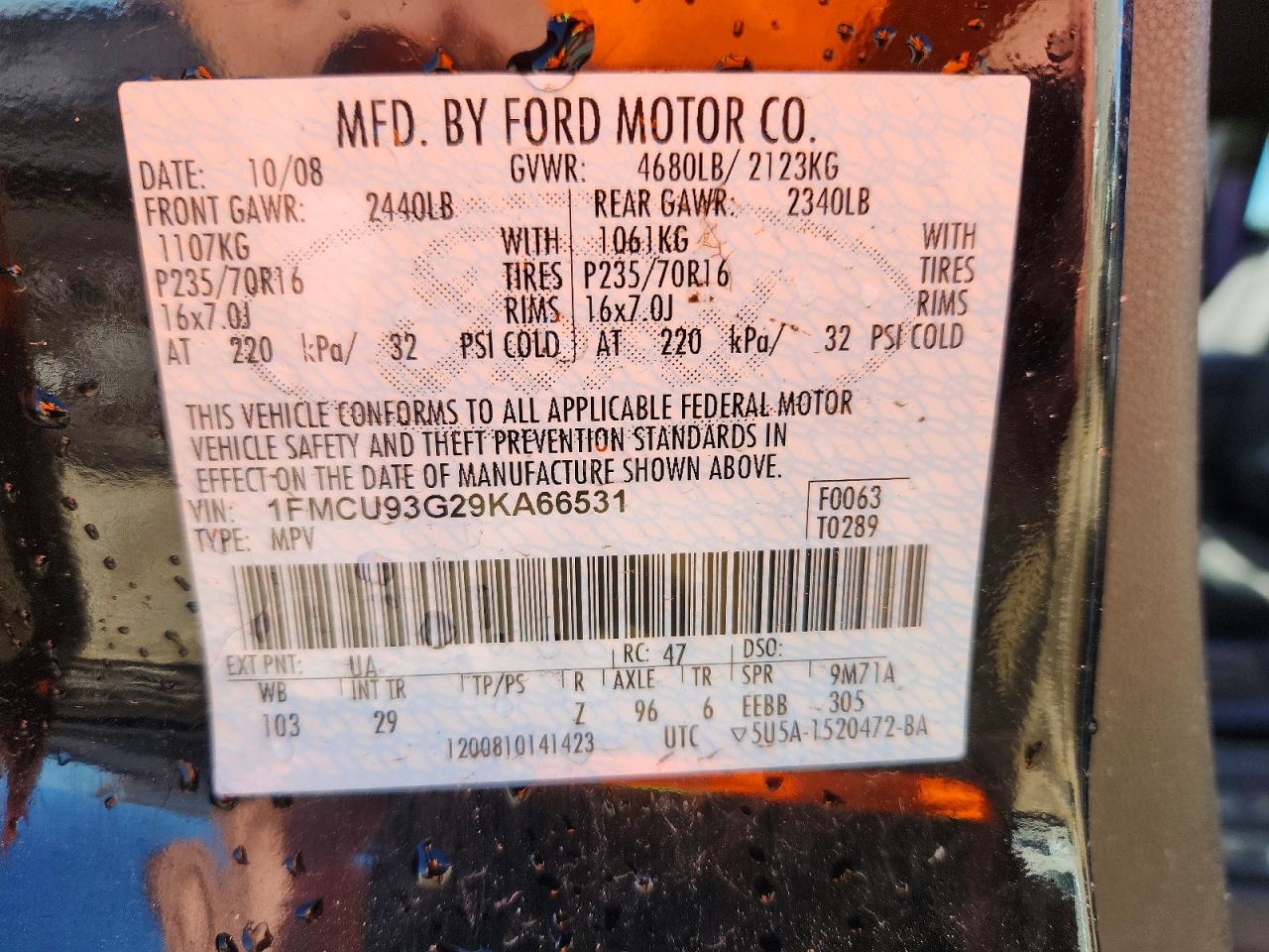 2009 Ford Escape Xlt Black vin: 1FMCU93G29KA66531