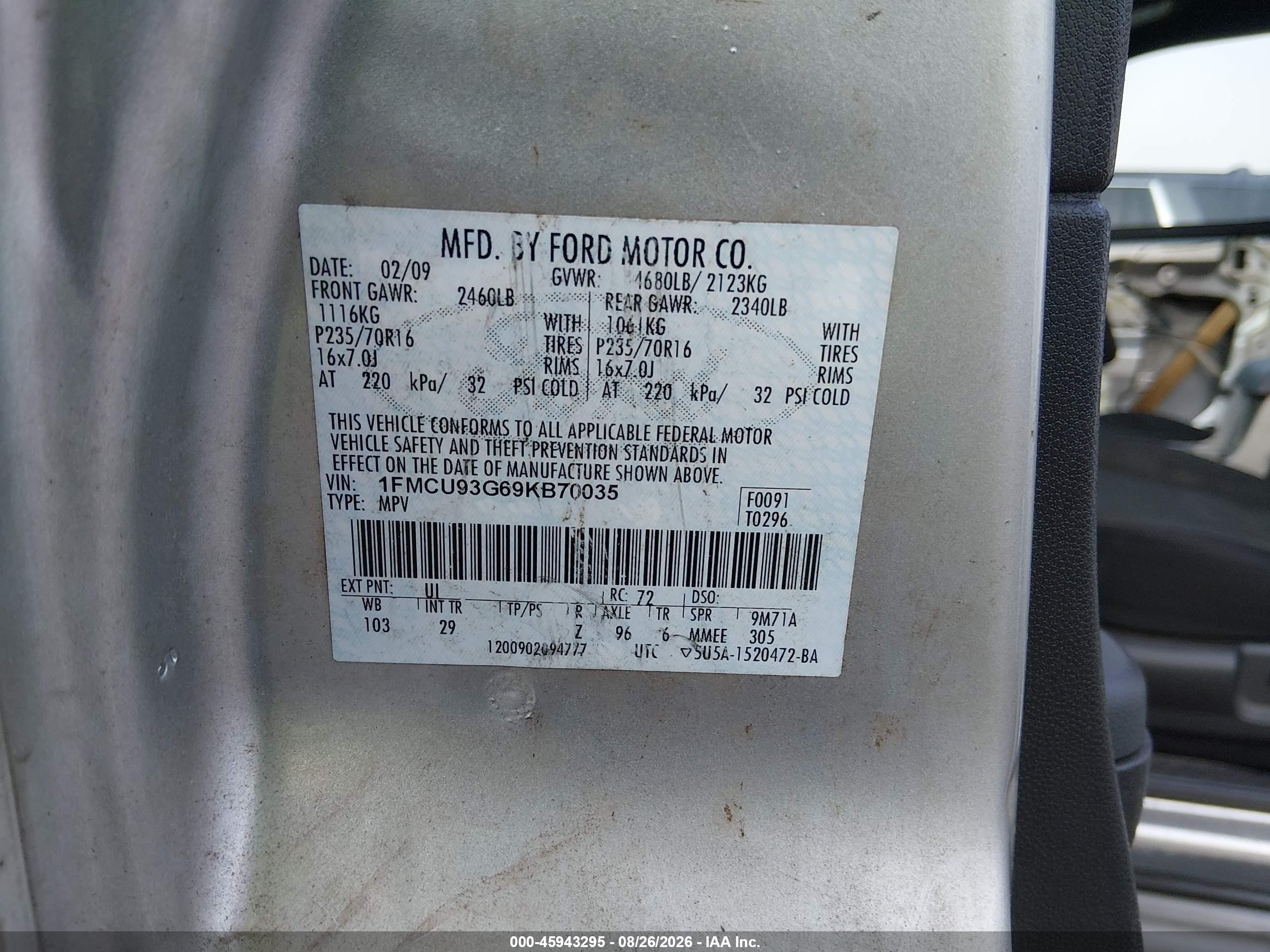 2009 Ford Escape Xlt Серебряный vin: 1FMCU93G69KB70035
