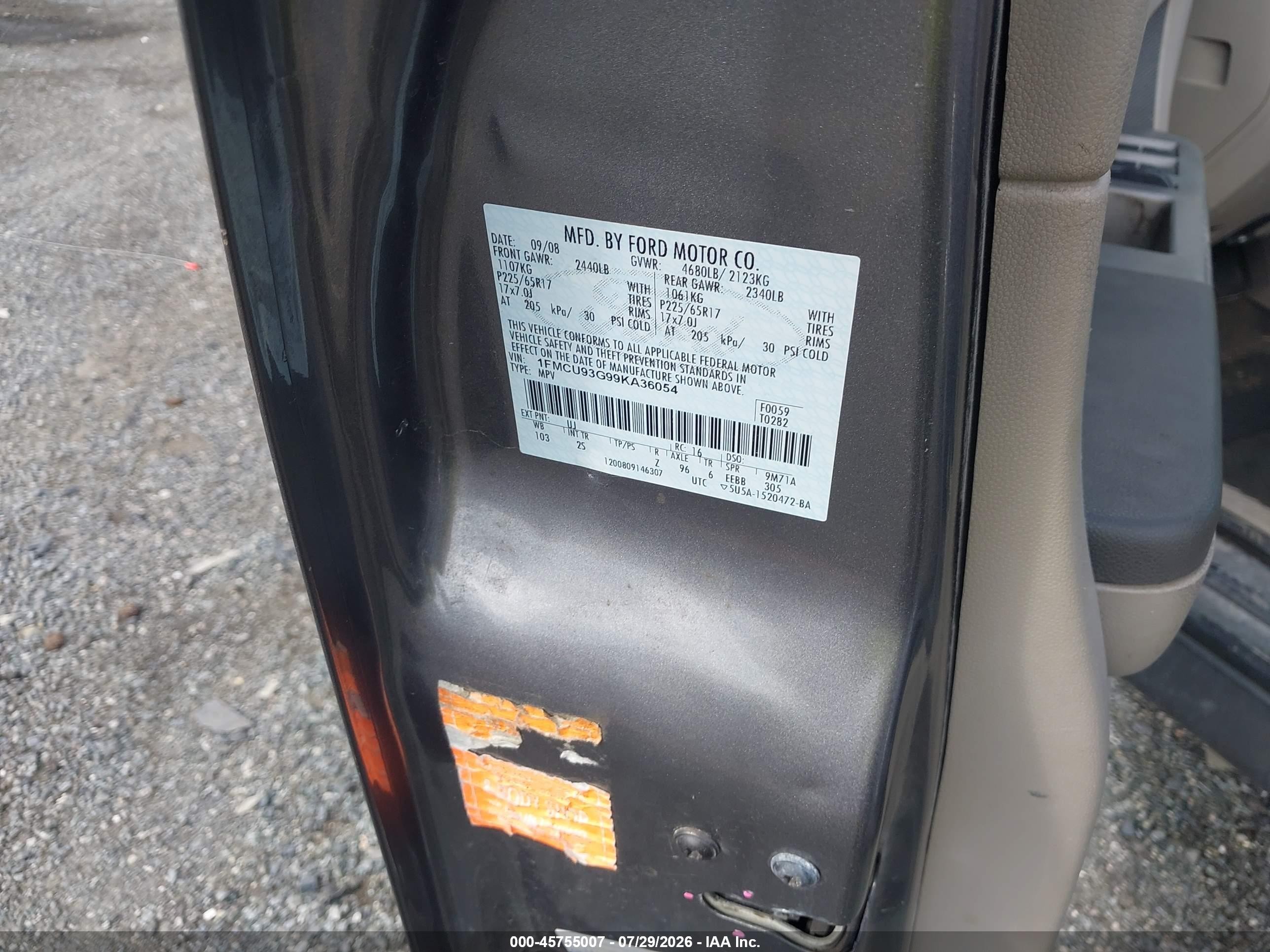 2009 Ford Escape Xlt Gray vin: 1FMCU93G99KA36054
