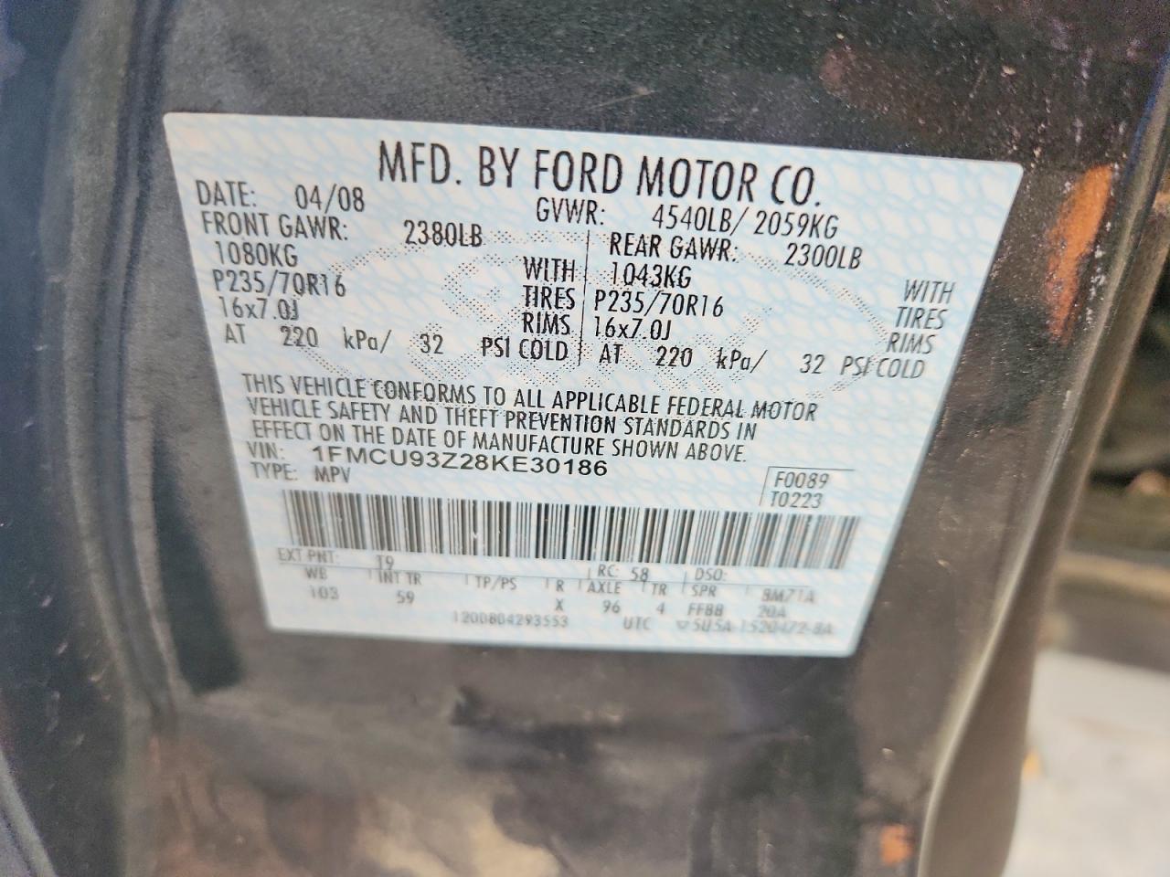 2008 Ford Escape Xlt Silver vin: 1FMCU93Z28KE30186