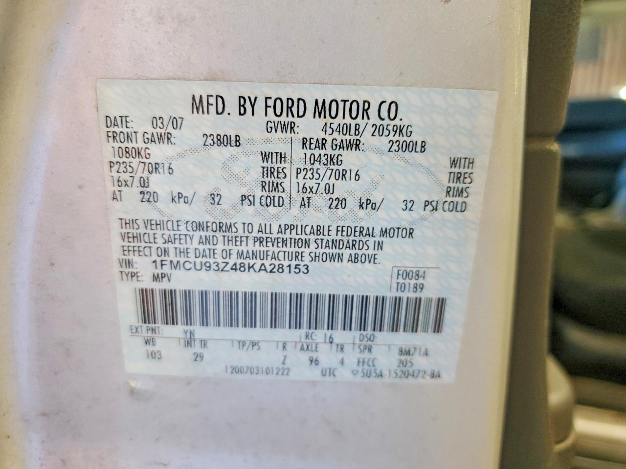 2008 Ford Escape Xlt Silver vin: 1FMCU93Z48KA28153