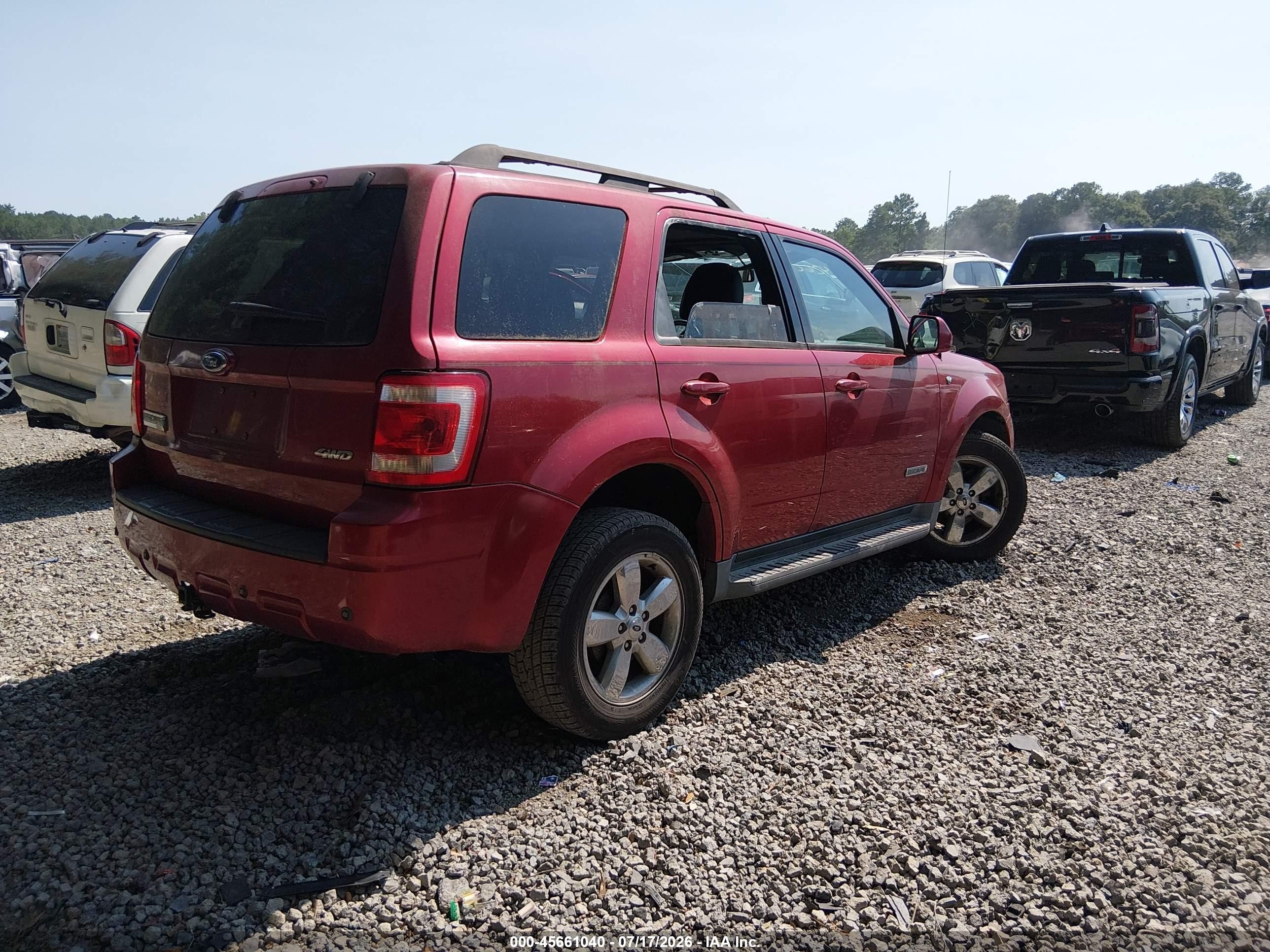 2008 Ford Escape Limited Red vin: 1FMCU94128KE44260