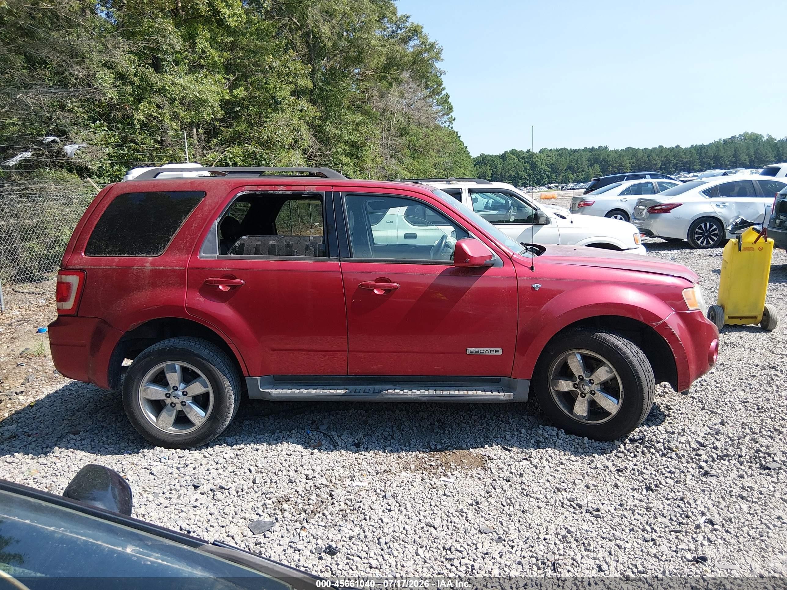 2008 Ford Escape Limited Red vin: 1FMCU94128KE44260