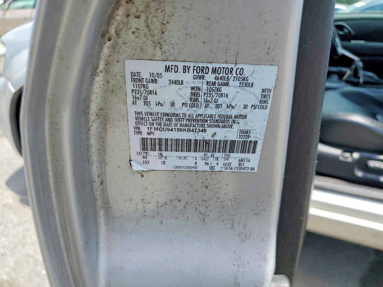 2006 Ford Escape Limited Silver vin: 1FMCU94156KB47349