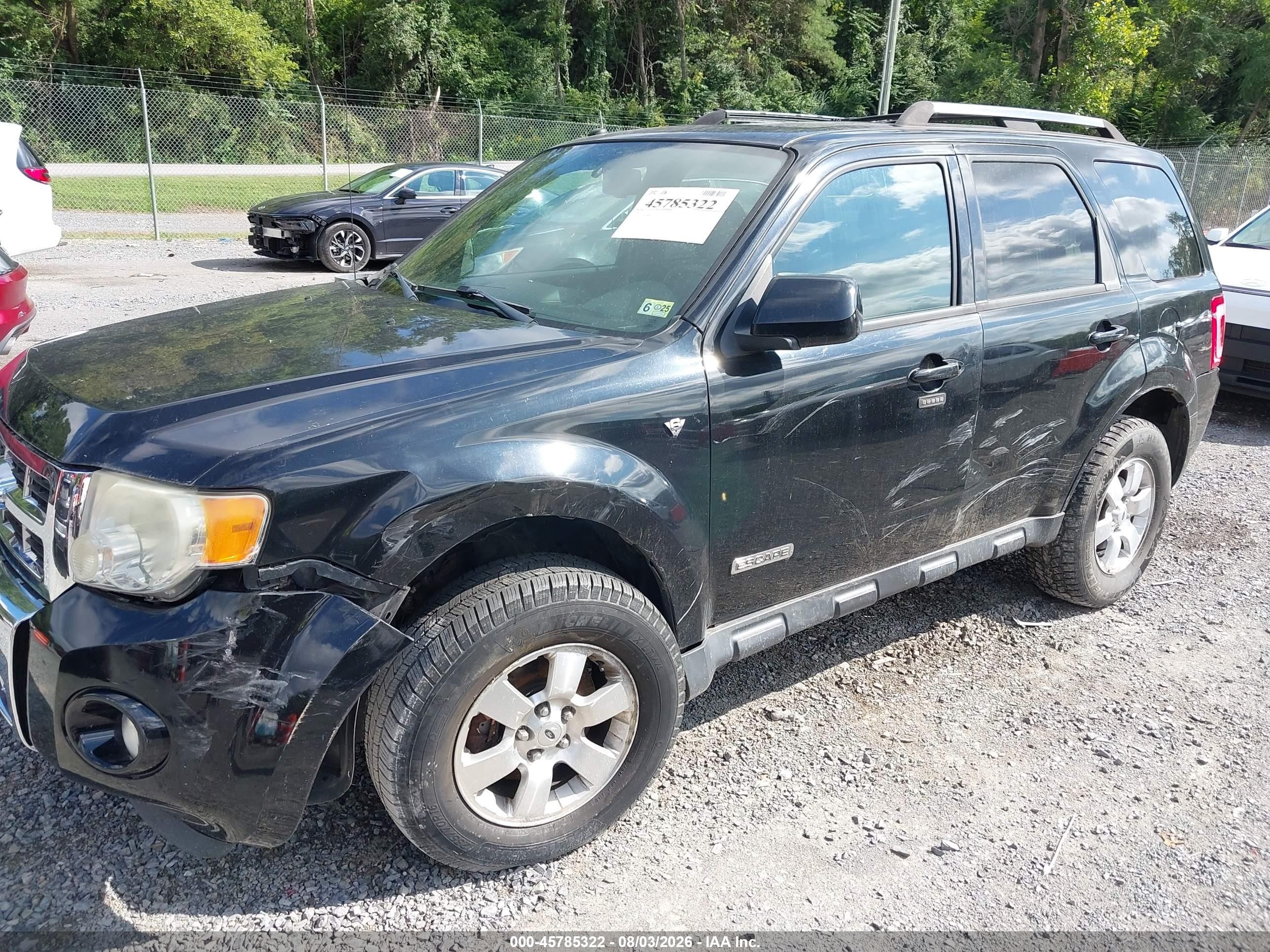 2008 Ford Escape Limited Black vin: 1FMCU94158KE61232