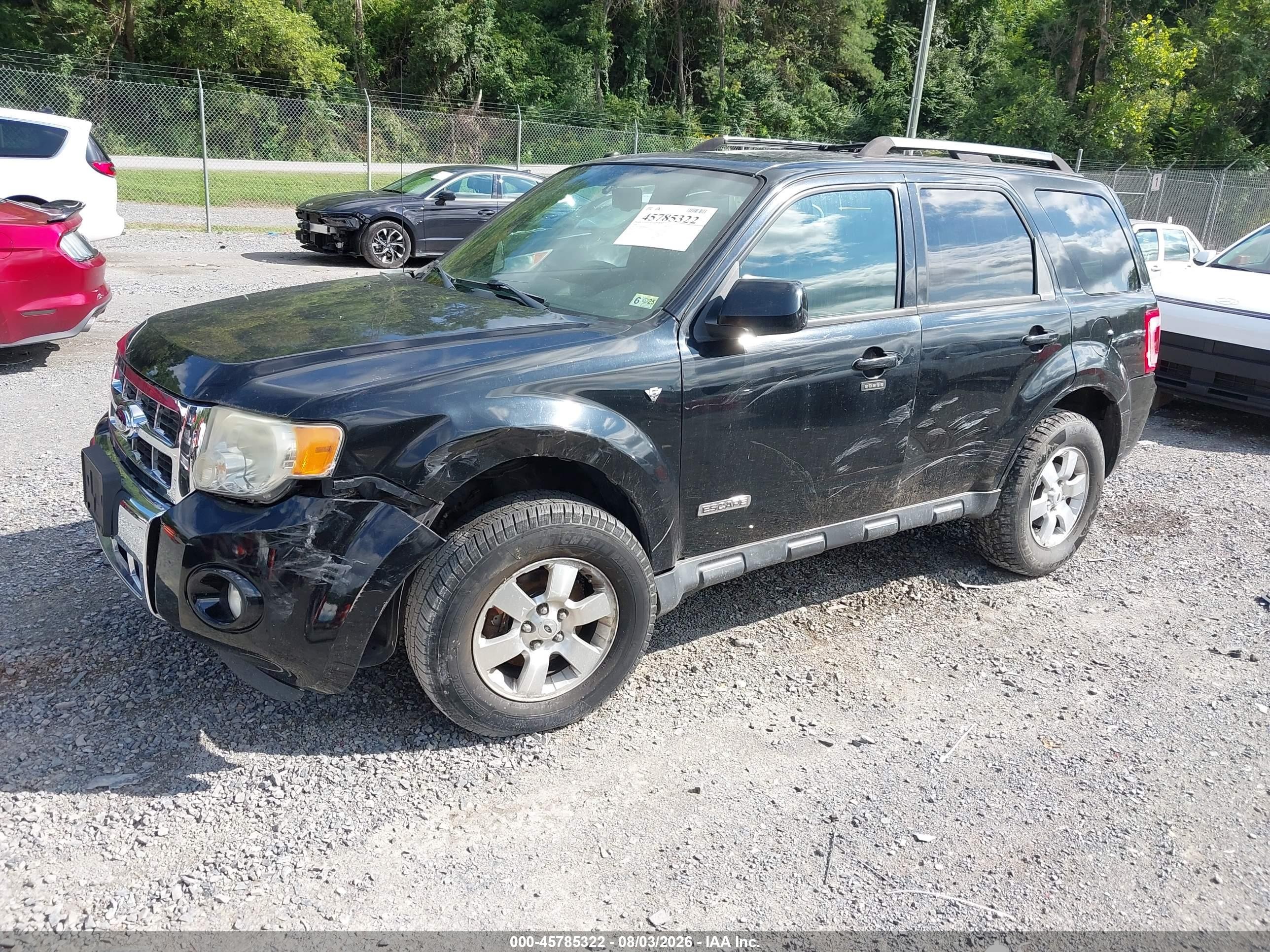 2008 Ford Escape Limited Black vin: 1FMCU94158KE61232