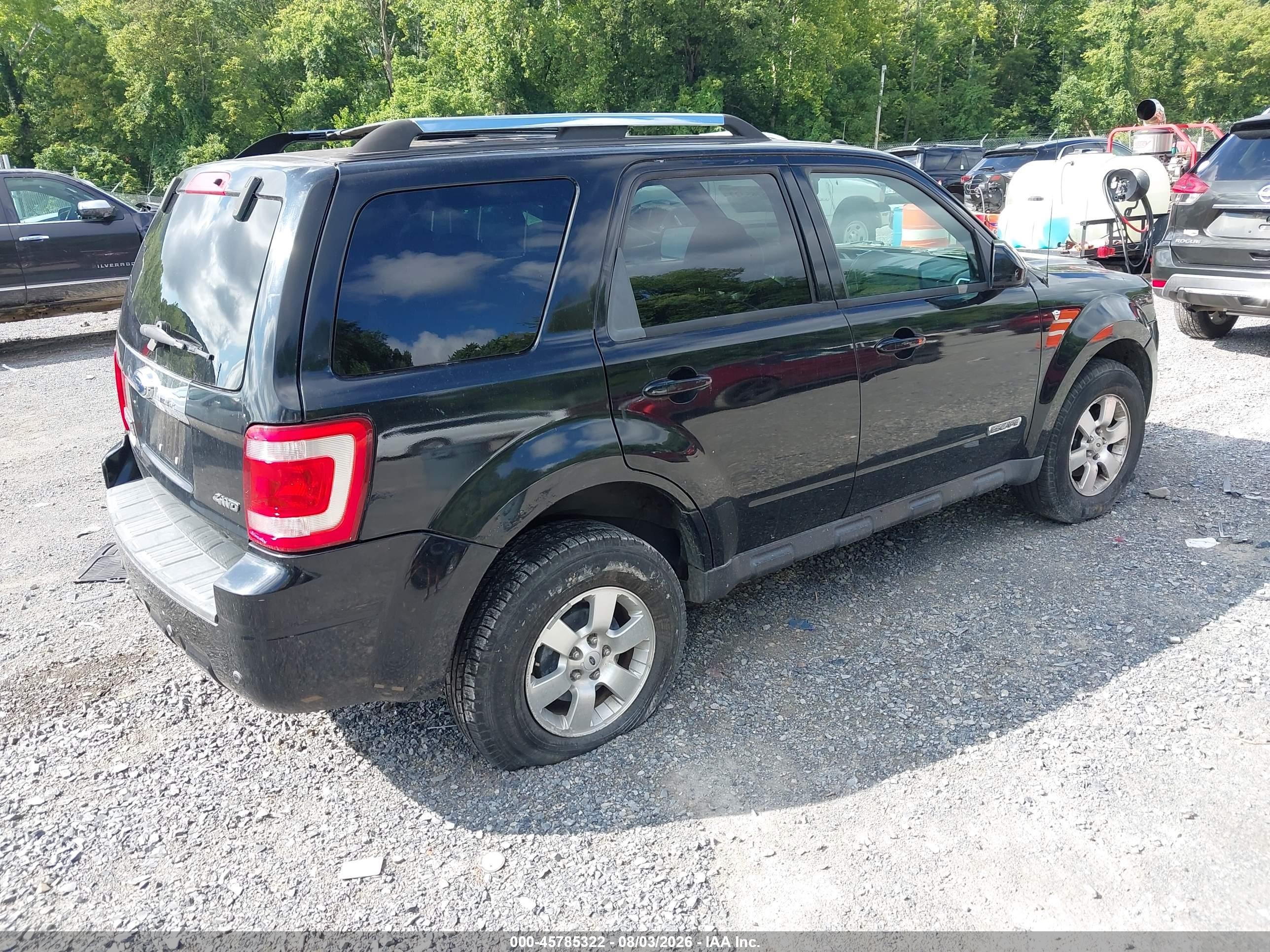 2008 Ford Escape Limited Black vin: 1FMCU94158KE61232