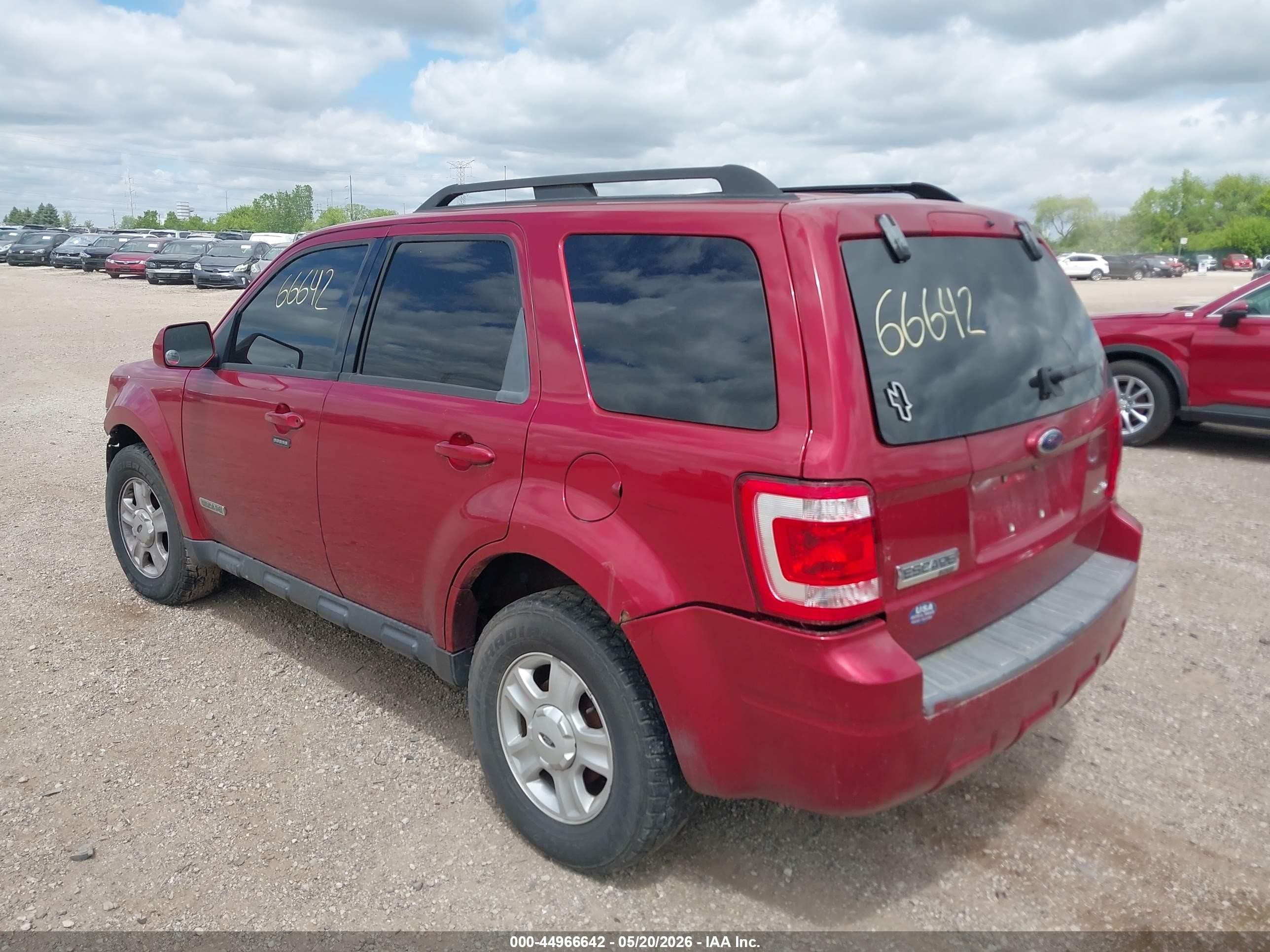 2008 Ford Escape Limited Red vin: 1FMCU94168KA55475