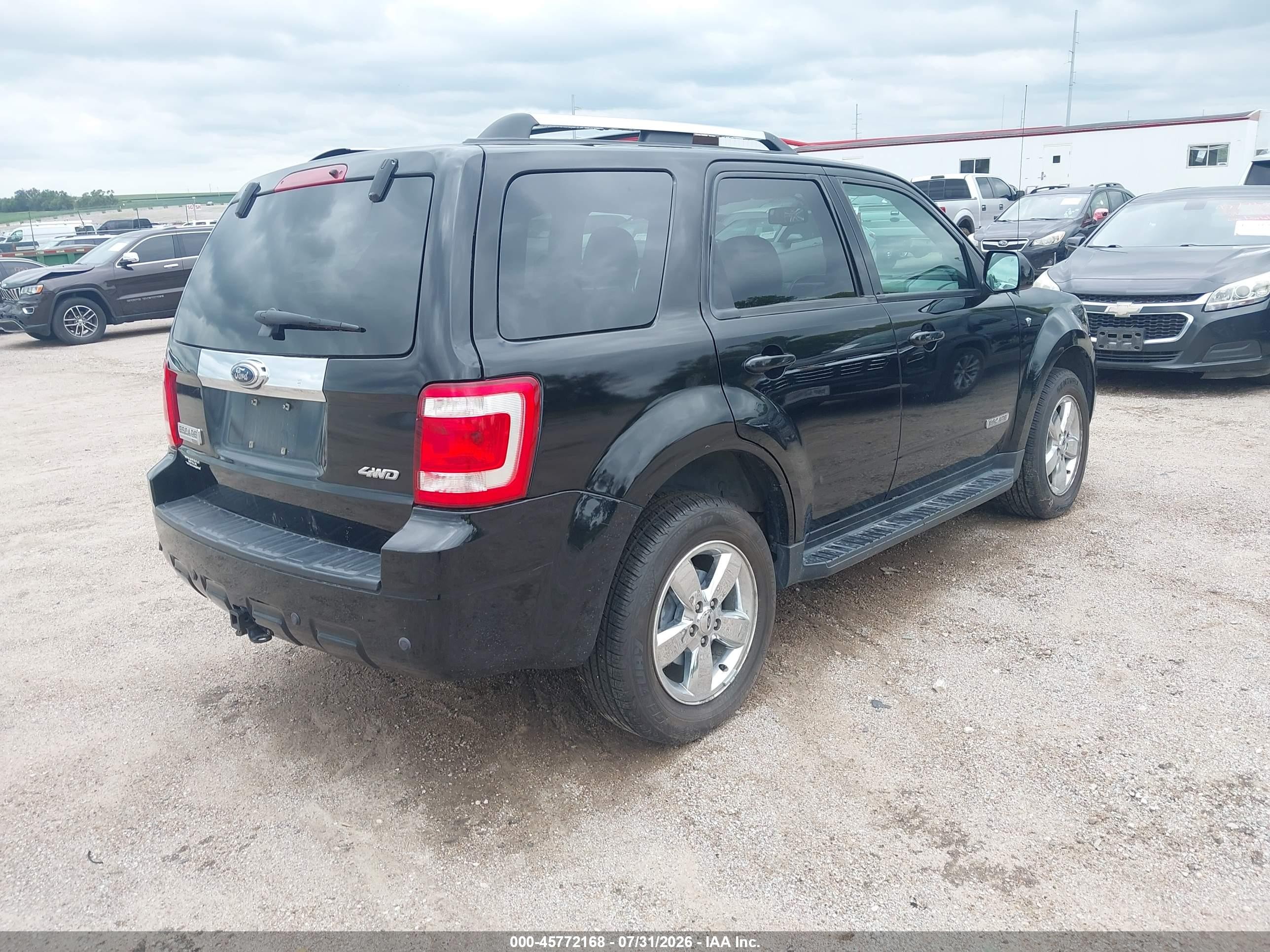 2008 Ford Escape Limited Black vin: 1FMCU94178KA97038