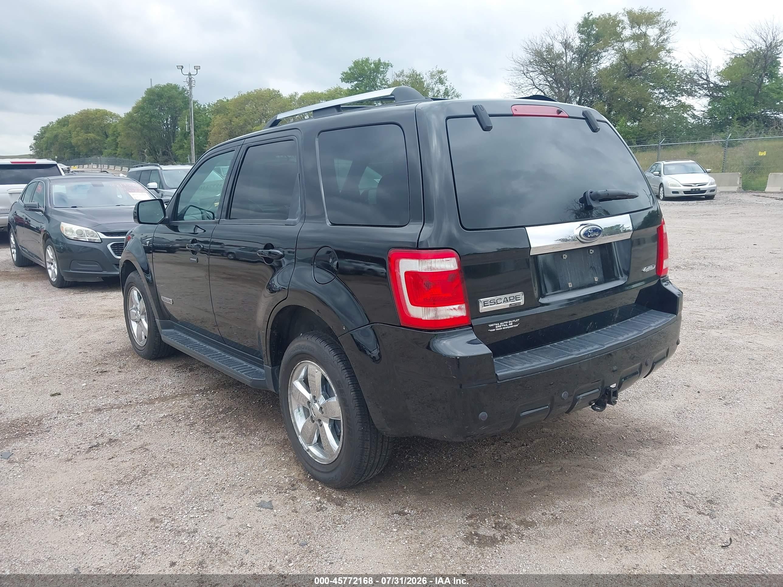 2008 Ford Escape Limited Black vin: 1FMCU94178KA97038