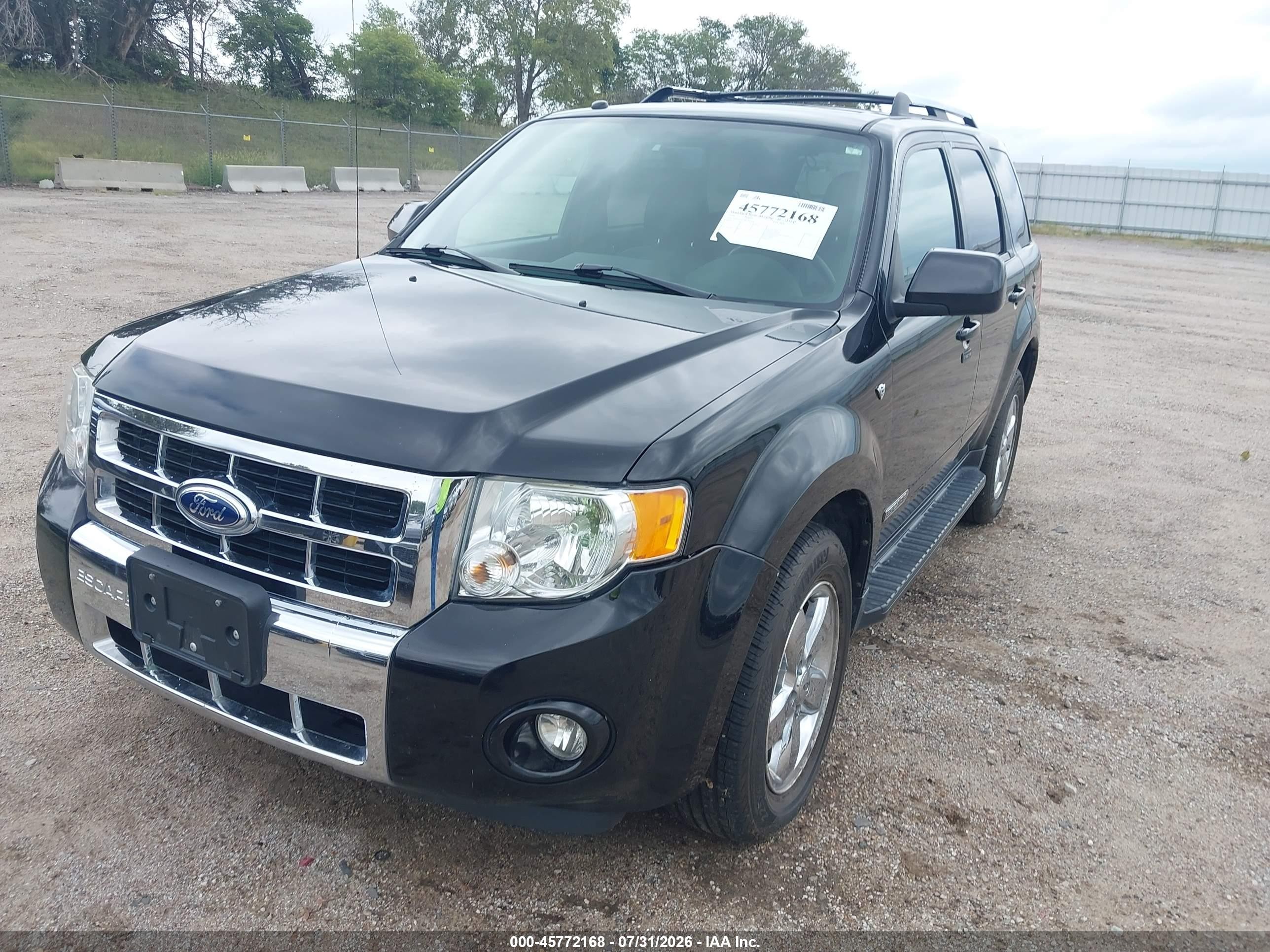 2008 Ford Escape Limited Black vin: 1FMCU94178KA97038