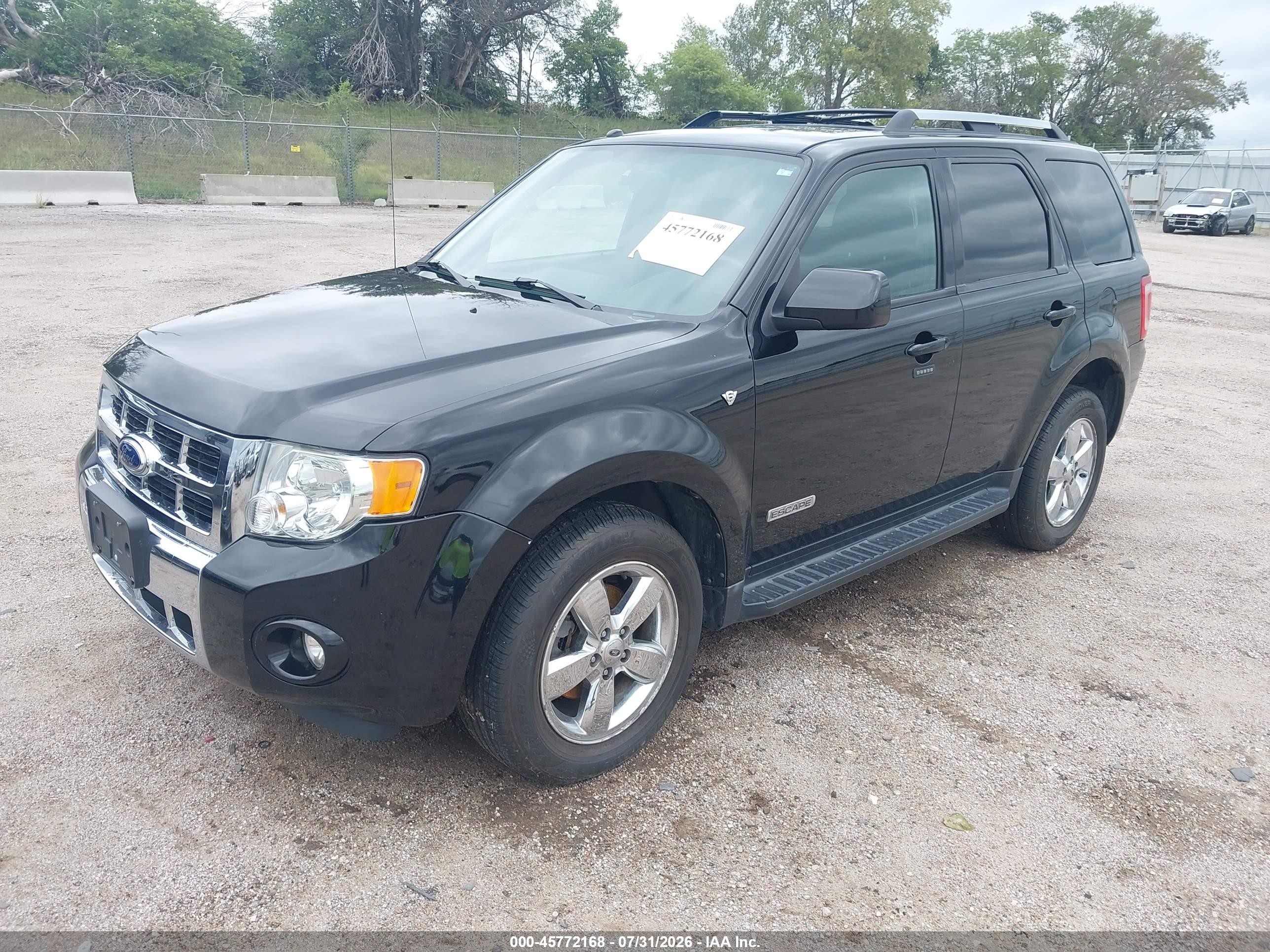 2008 Ford Escape Limited Black vin: 1FMCU94178KA97038