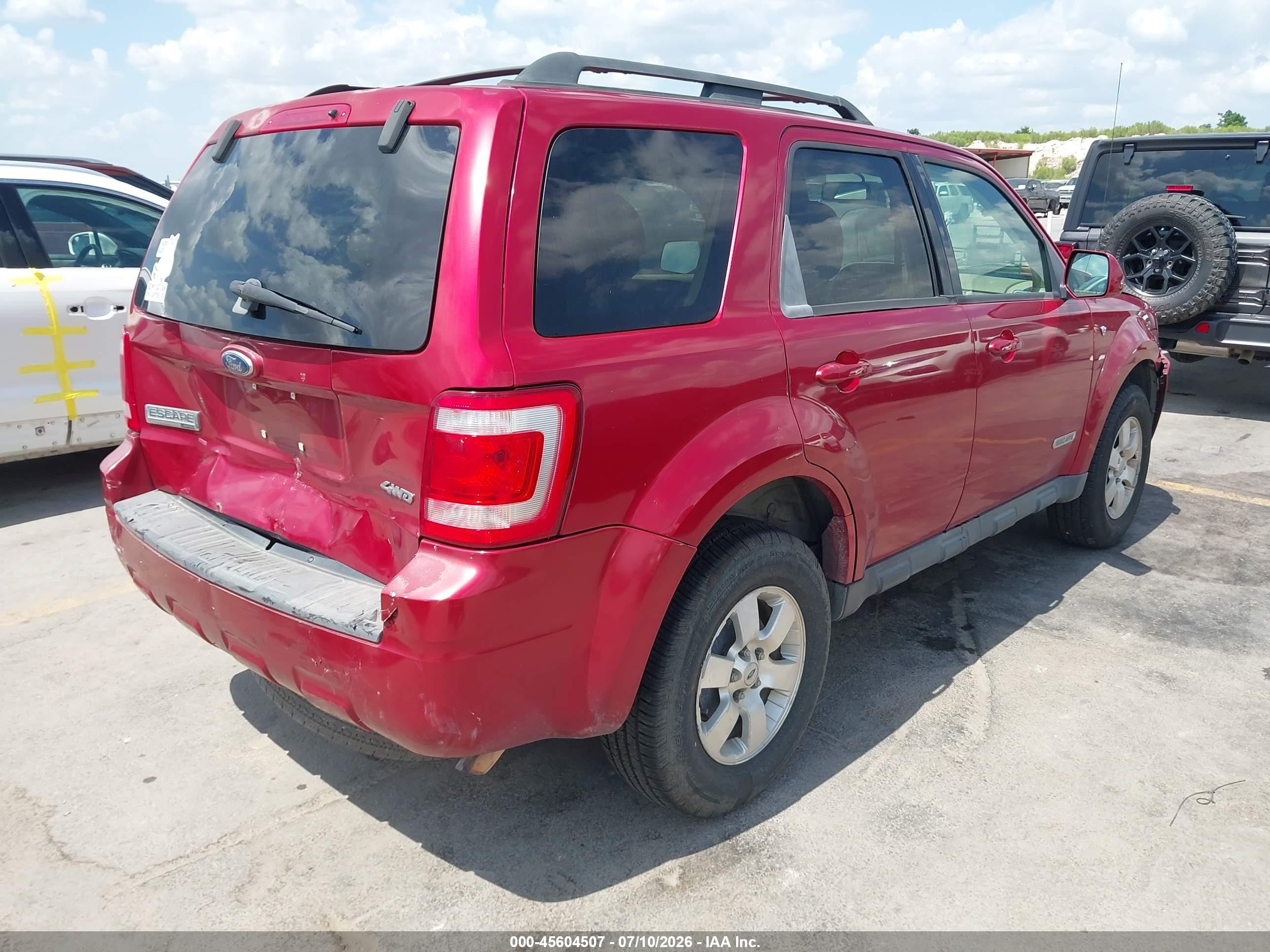 2008 Ford Escape Limited Red vin: 1FMCU941X8KA94960