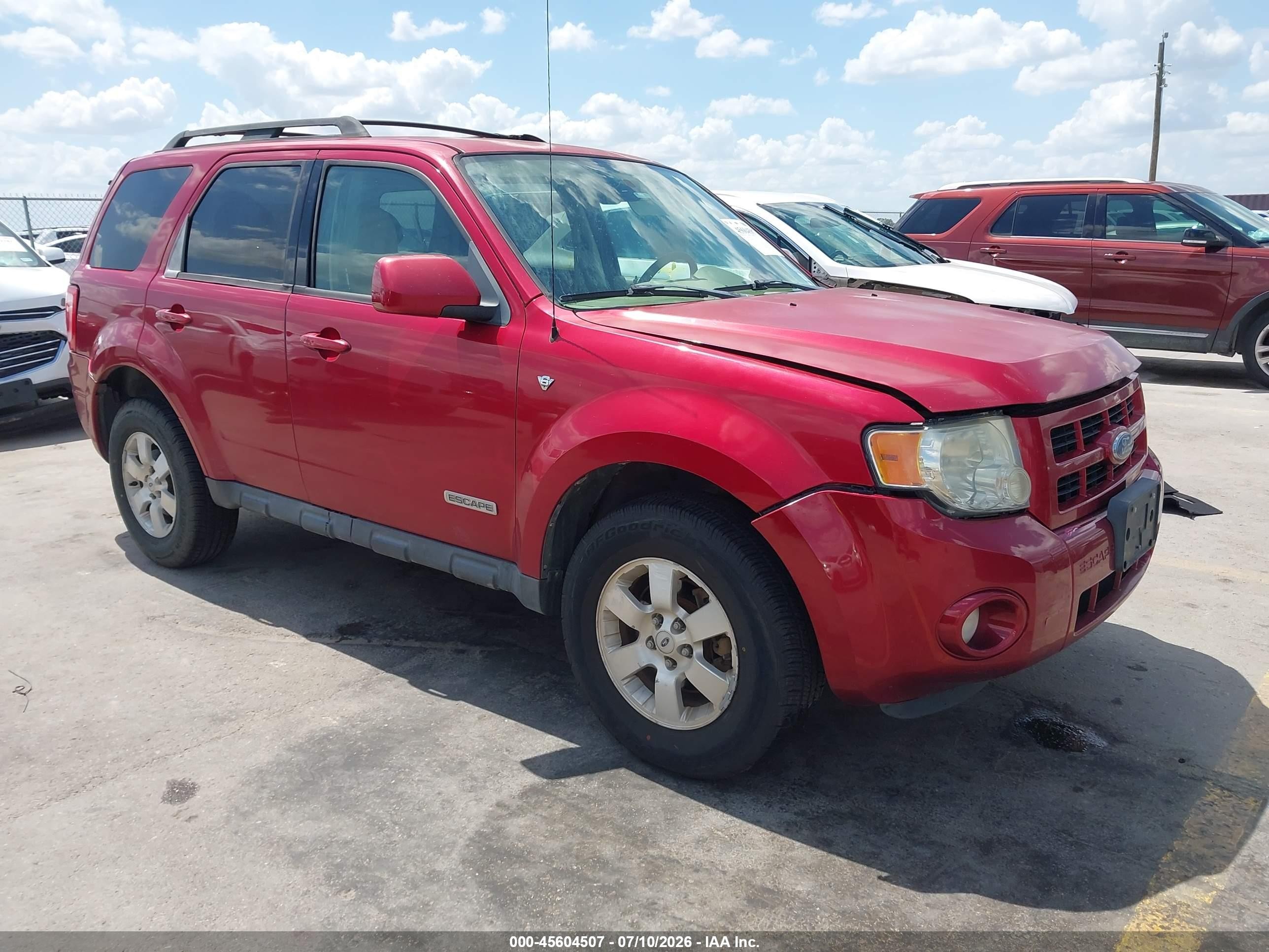2008 Ford Escape Limited Red vin: 1FMCU941X8KA94960