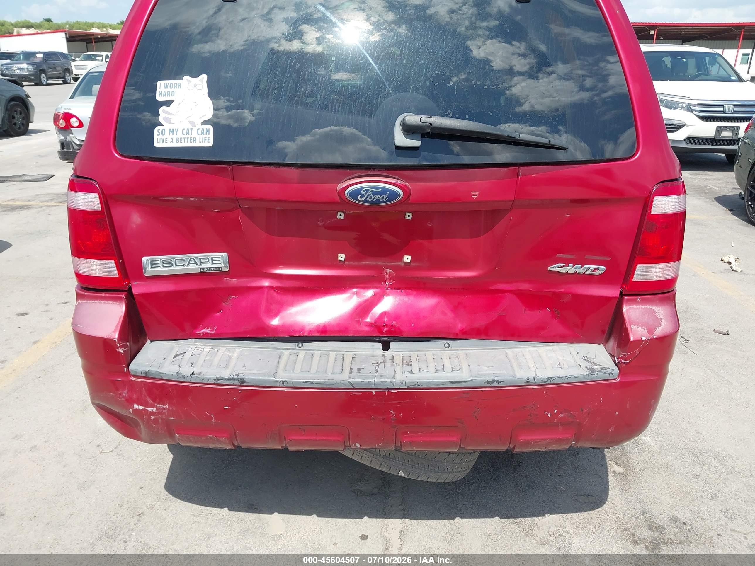 2008 Ford Escape Limited Red vin: 1FMCU941X8KA94960