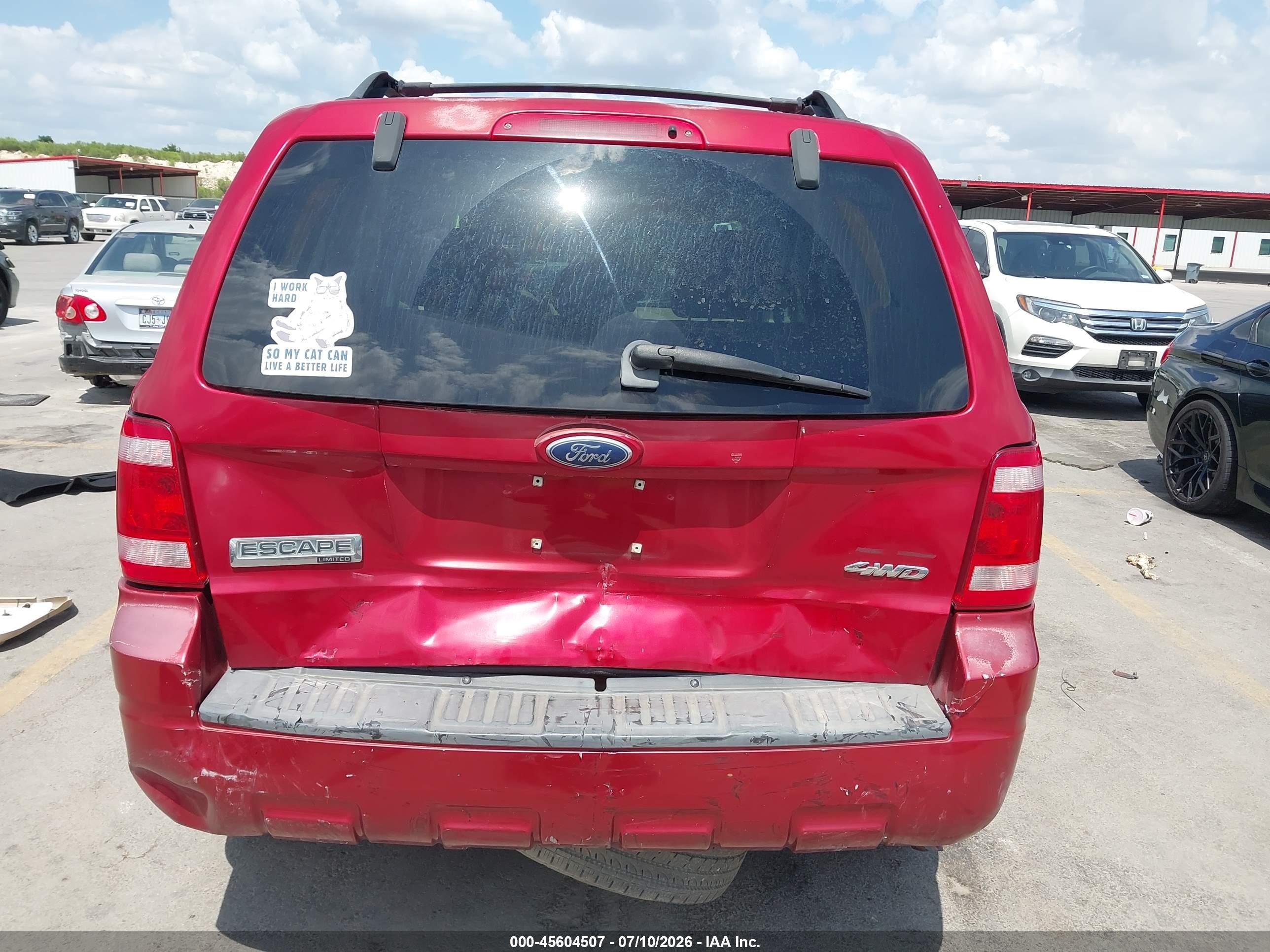 2008 Ford Escape Limited Red vin: 1FMCU941X8KA94960