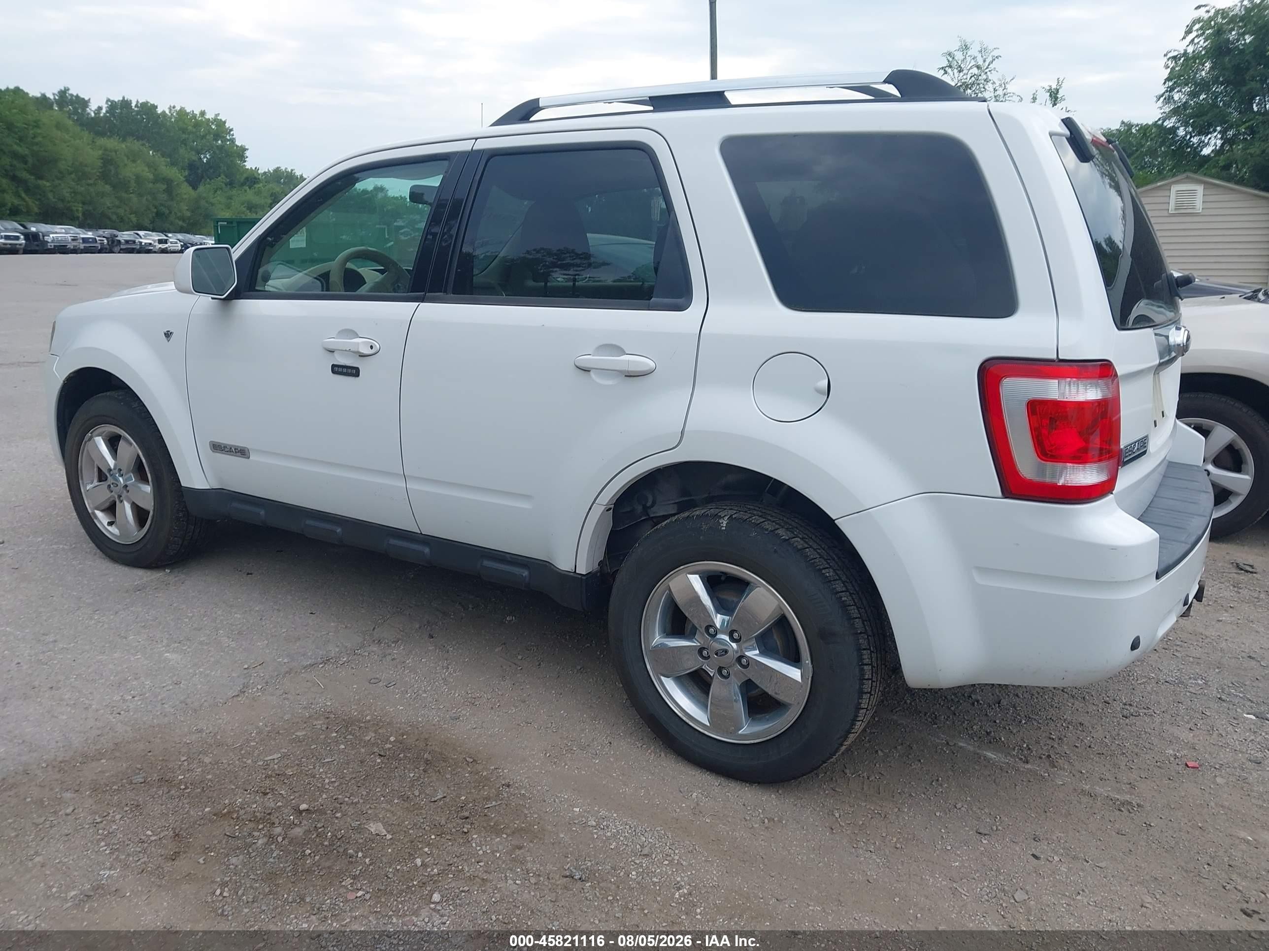 2008 Ford Escape Limited White vin: 1FMCU941X8KC38832