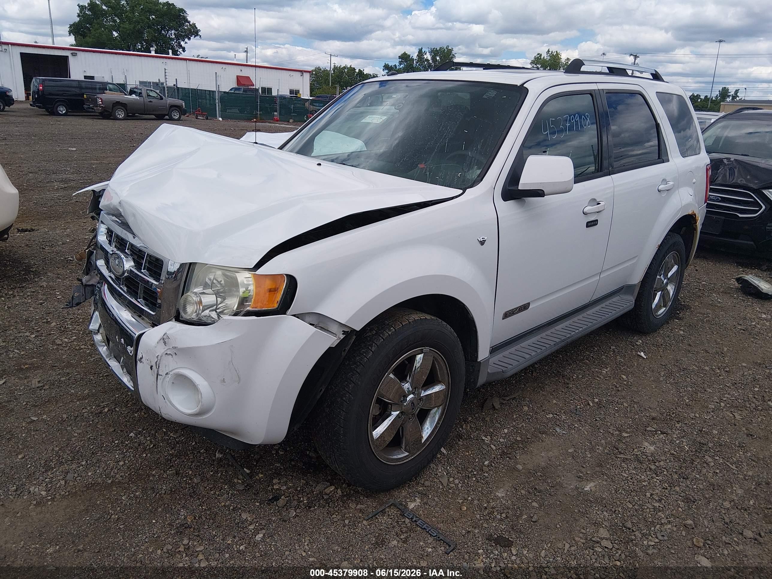 2008 Ford Escape Limited White vin: 1FMCU941X8KE60819