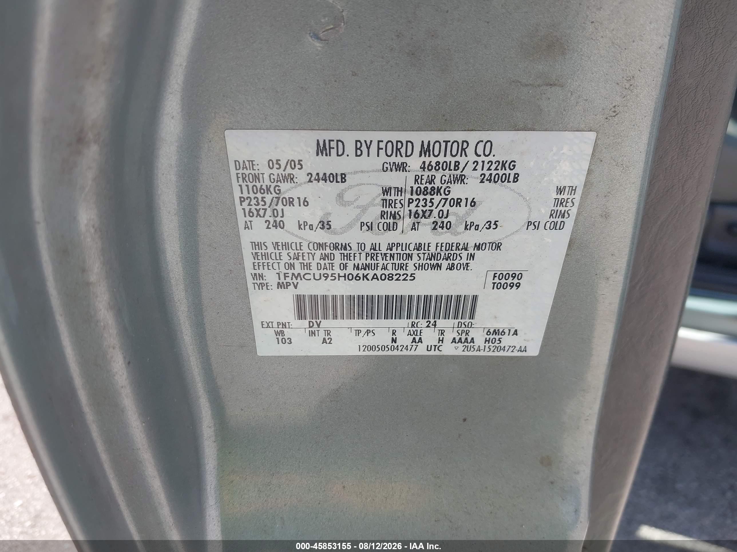 2006 Ford Escape Hybrid   Green vin: 1FMCU95H06KA08225