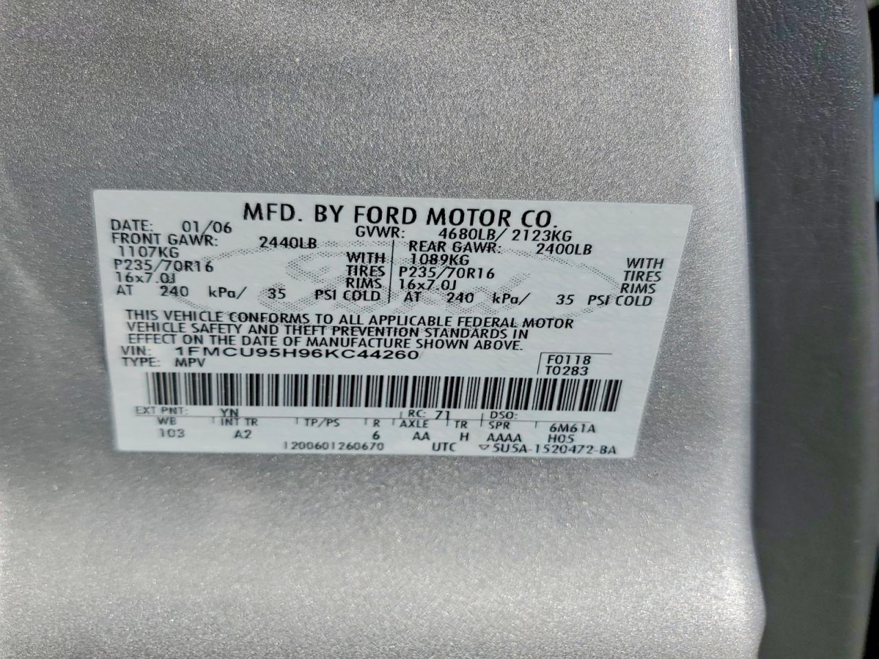 2006 Ford Escape Hev Silver vin: 1FMCU95H96KC44260