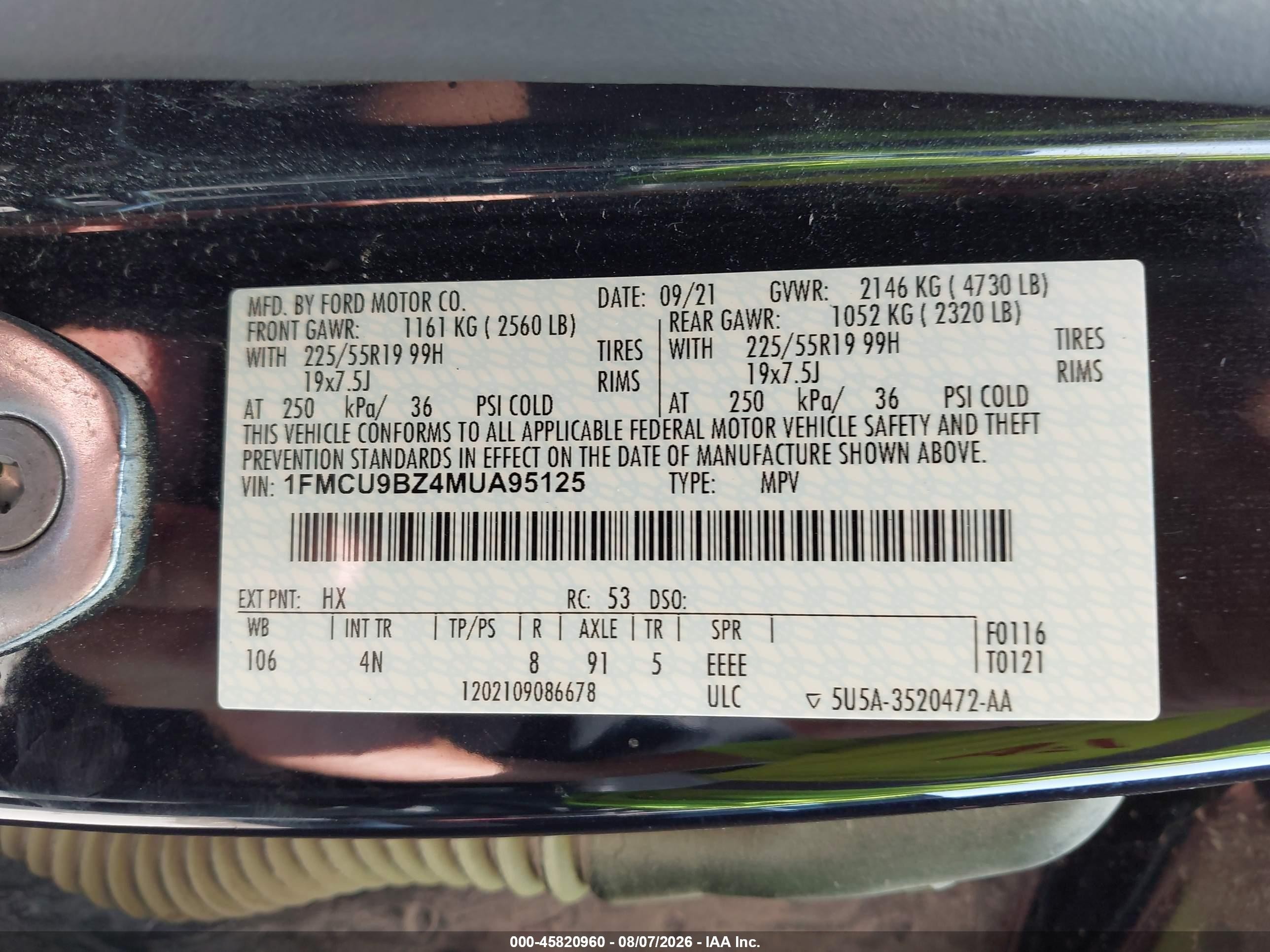 2021 Ford Escape Se Hybrid Black vin: 1FMCU9BZ4MUA95125