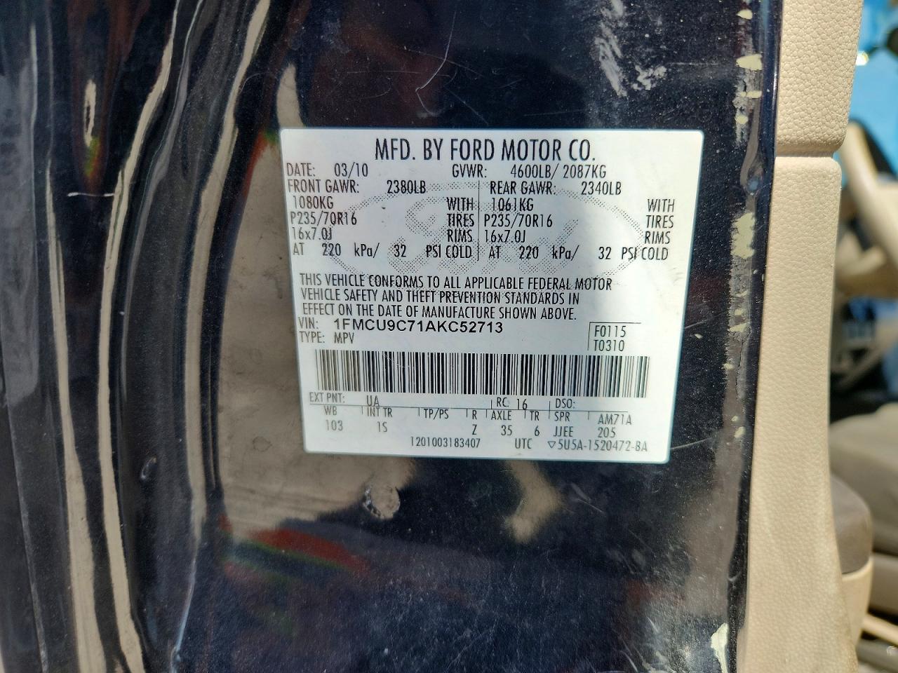 2010 Ford Escape Xls Blue vin: 1FMCU9C71AKC52713