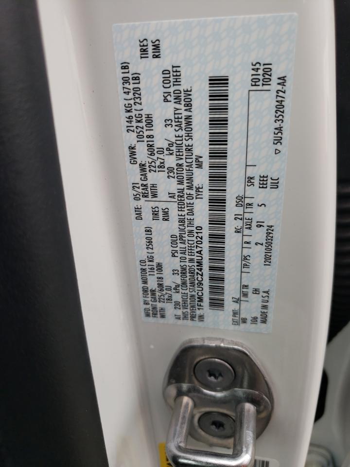 2021 Ford Escape Sel White vin: 1FMCU9CZ4MUA70210