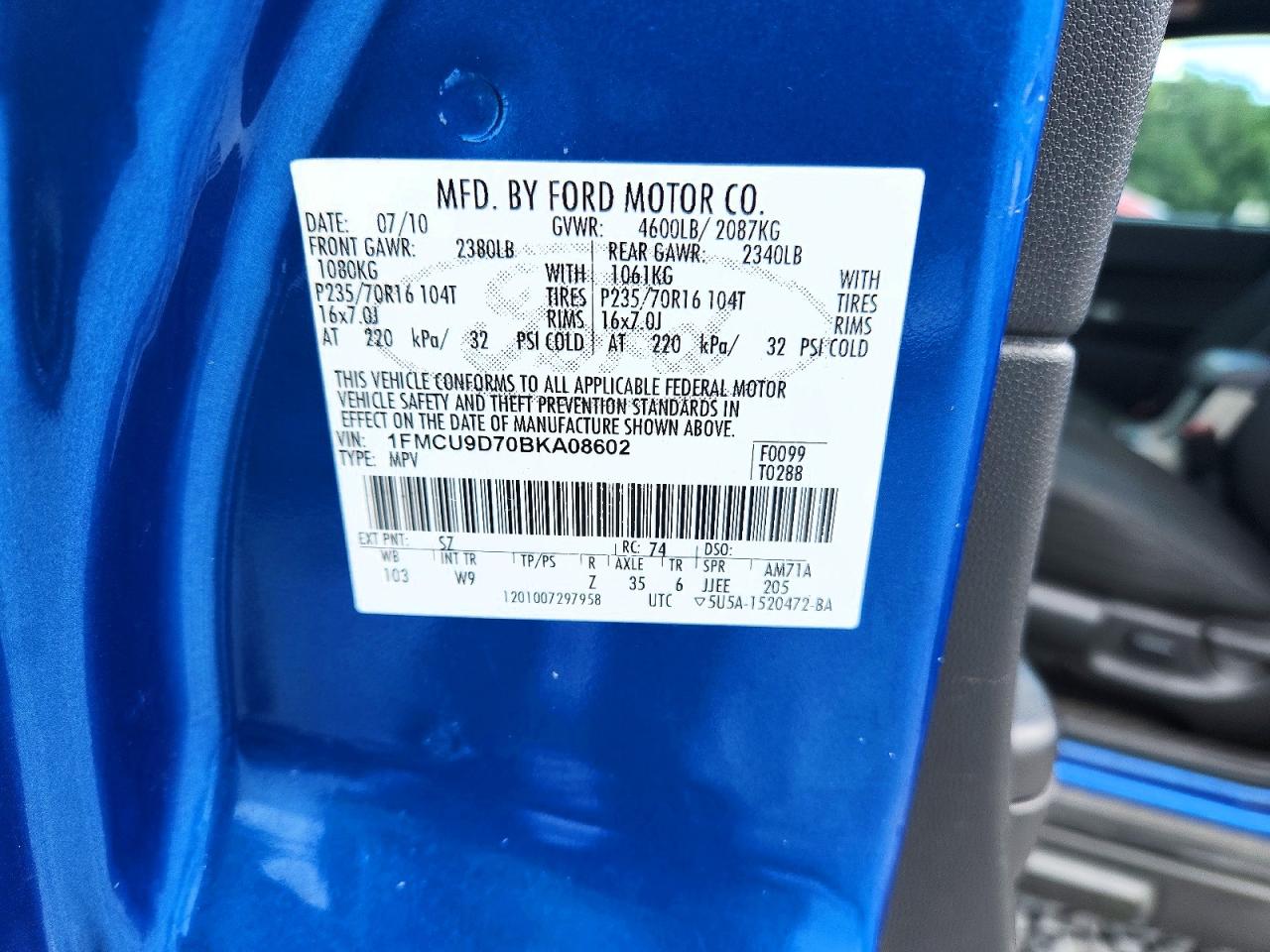 2011 Ford Escape Xlt Синий vin: 1FMCU9D70BKA08602