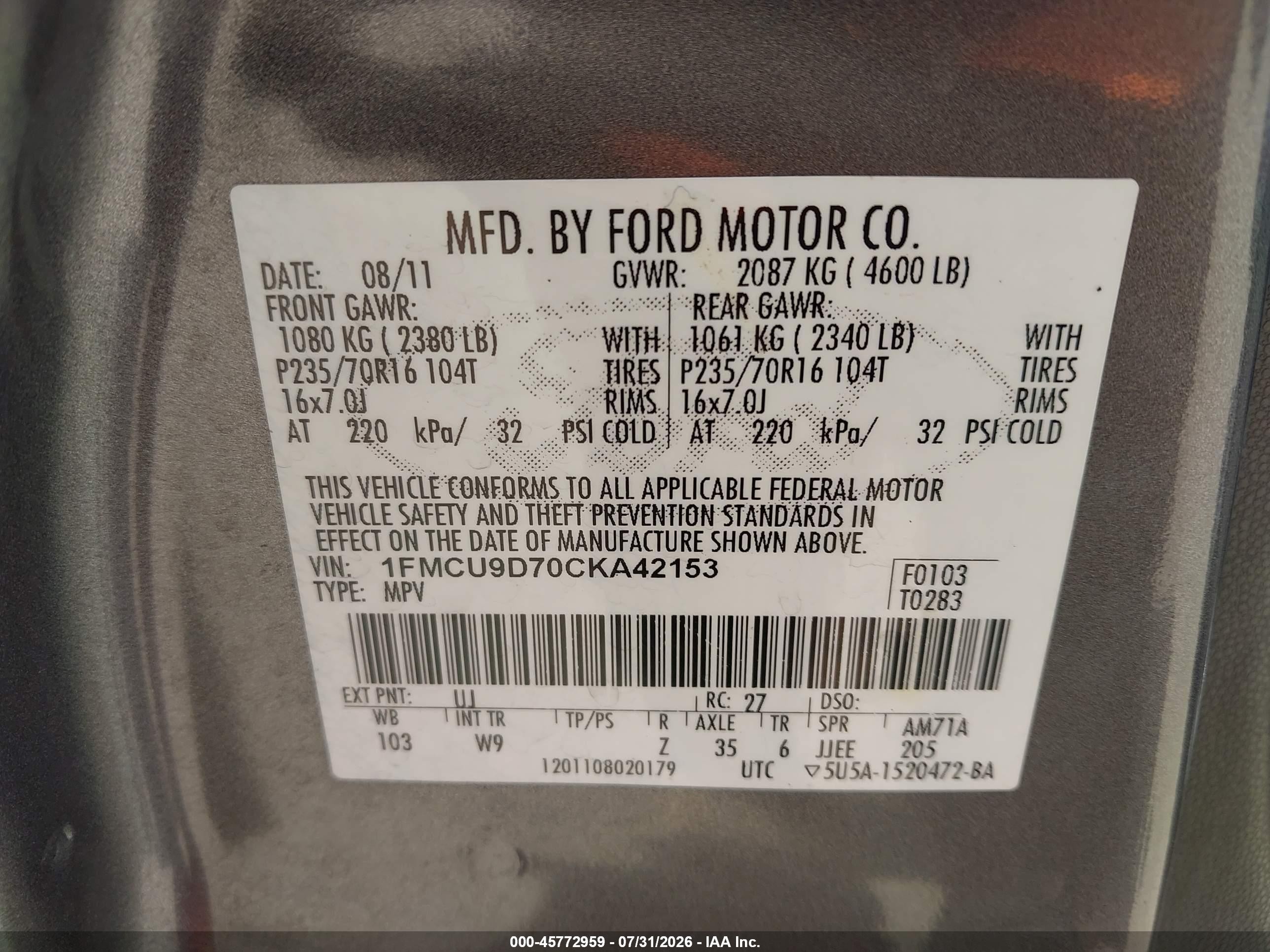 2012 Ford Escape Xlt Silver vin: 1FMCU9D70CKA42153