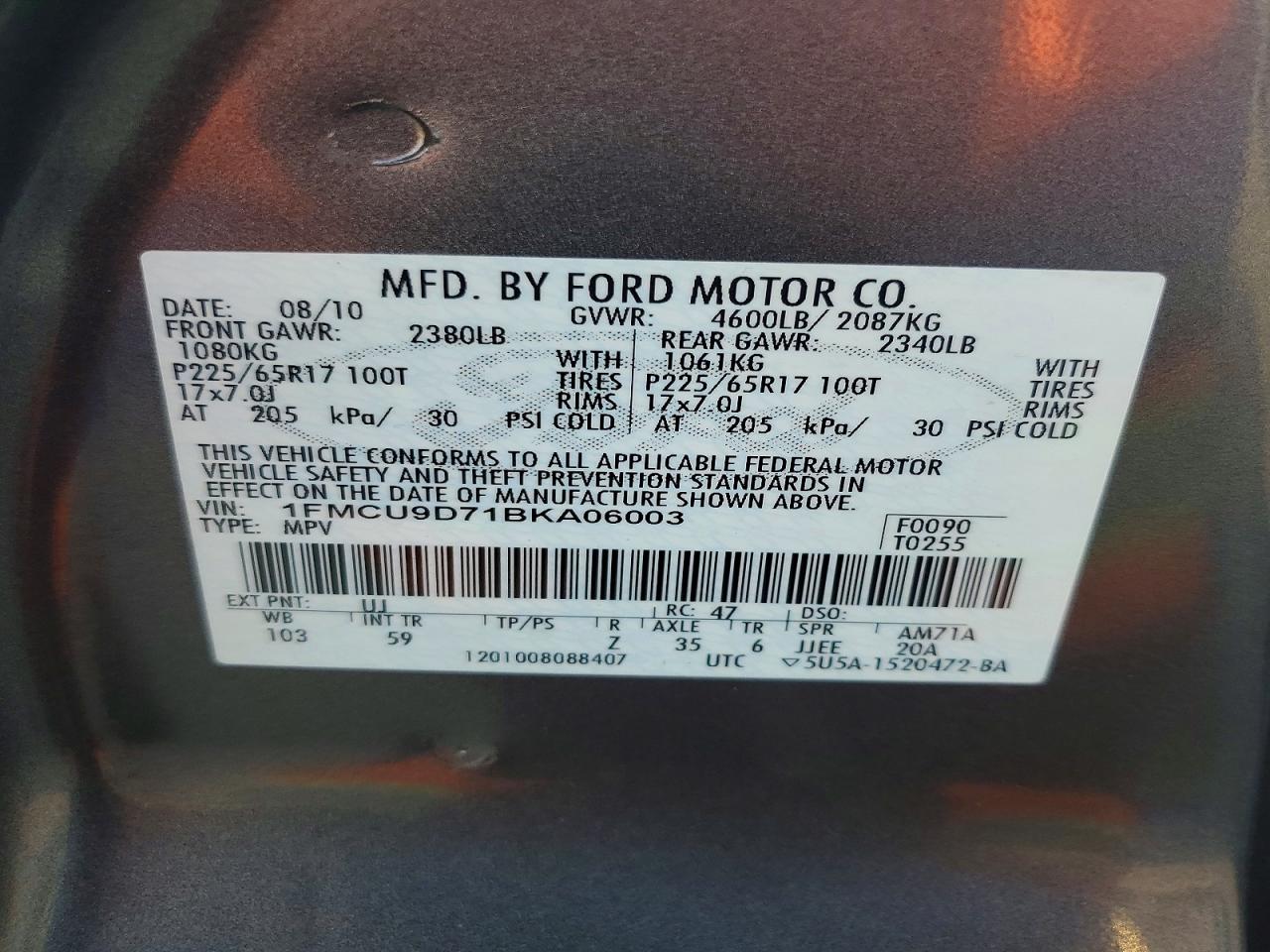 2011 Ford Escape Xlt Gray vin: 1FMCU9D71BKA06003