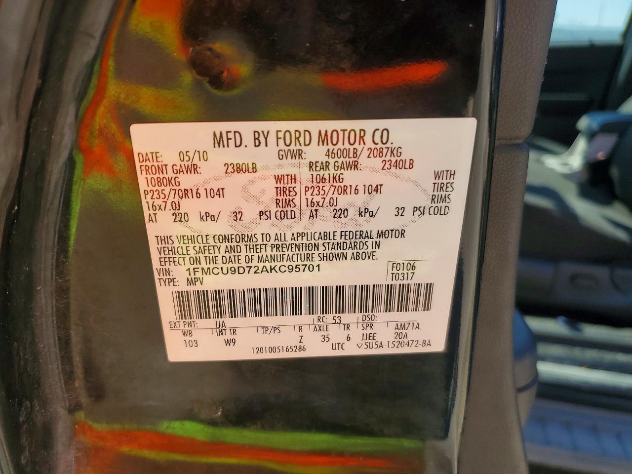 2010 Ford Escape Xlt Black vin: 1FMCU9D72AKC95701