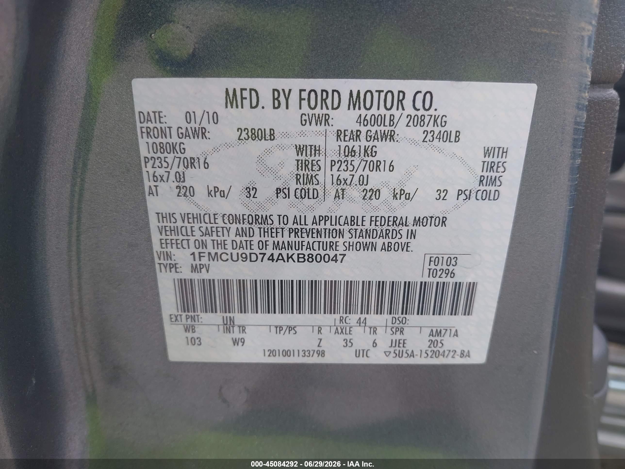 2010 Ford Escape Xlt Синий vin: 1FMCU9D74AKB80047