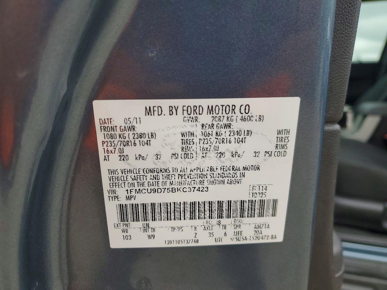 2011 Ford Escape Xlt Синий vin: 1FMCU9D75BKC37423