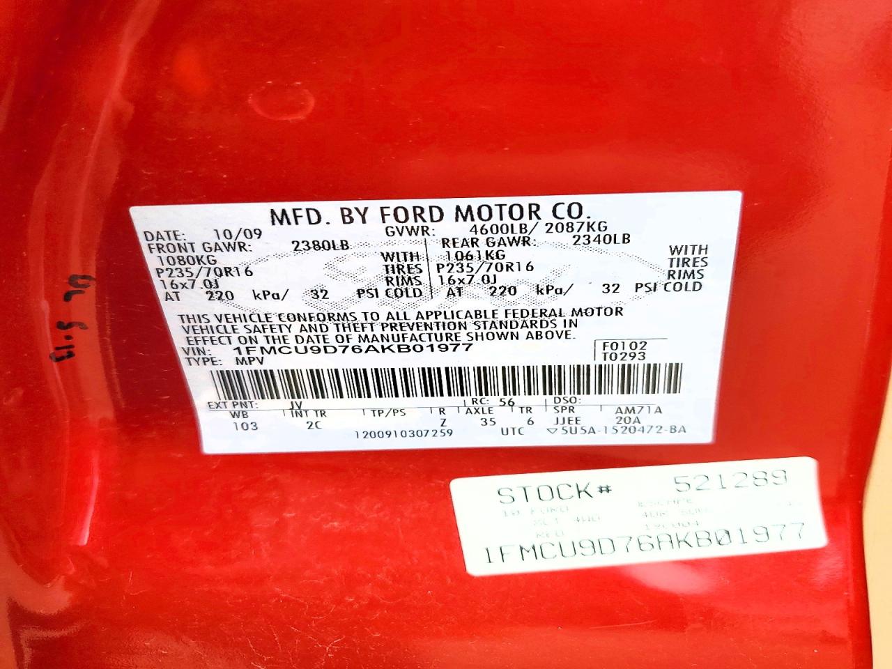 2010 Ford Escape Xlt Red vin: 1FMCU9D76AKB01977