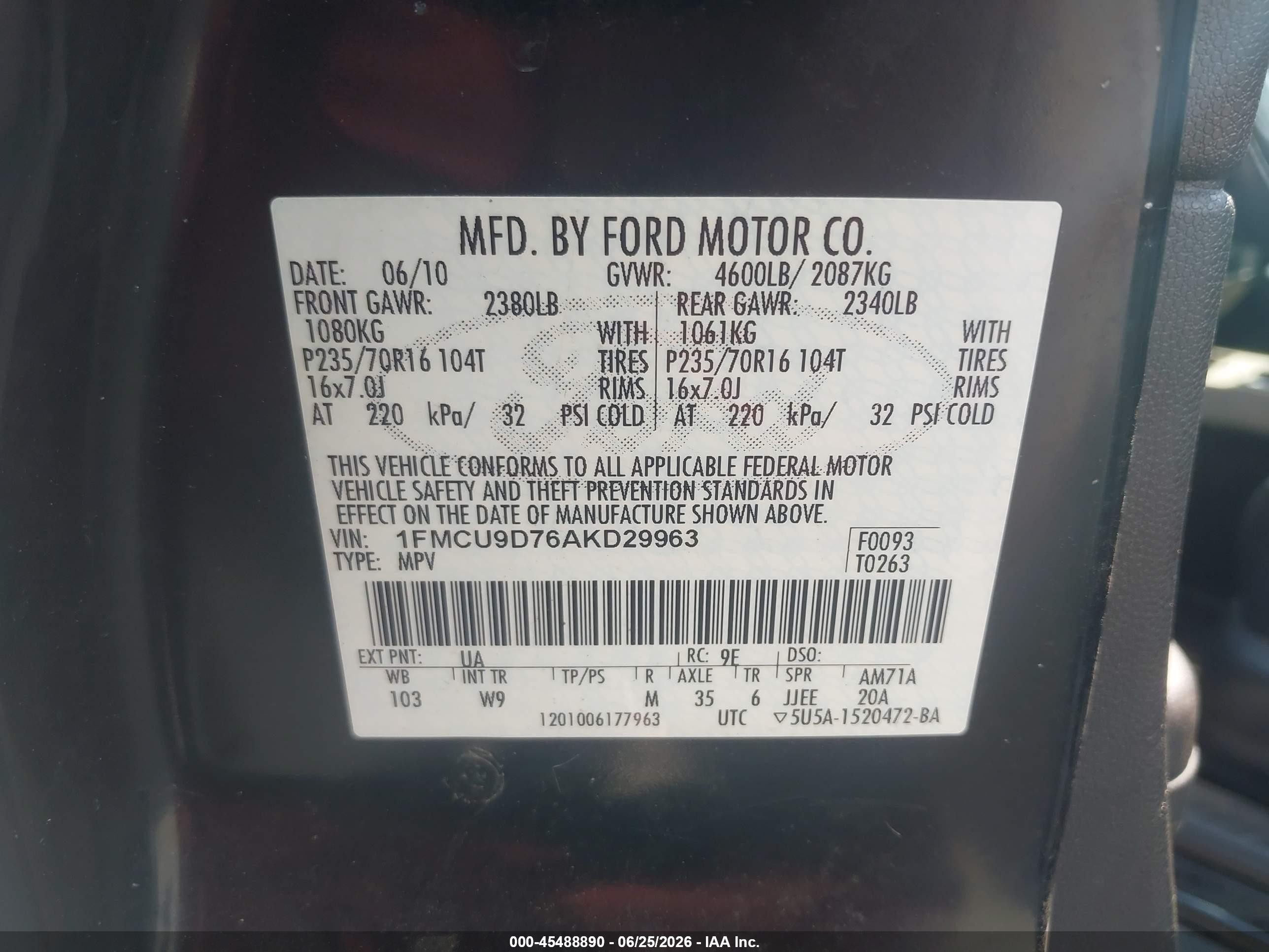 2010 Ford Escape Xlt Черный vin: 1FMCU9D76AKD29963