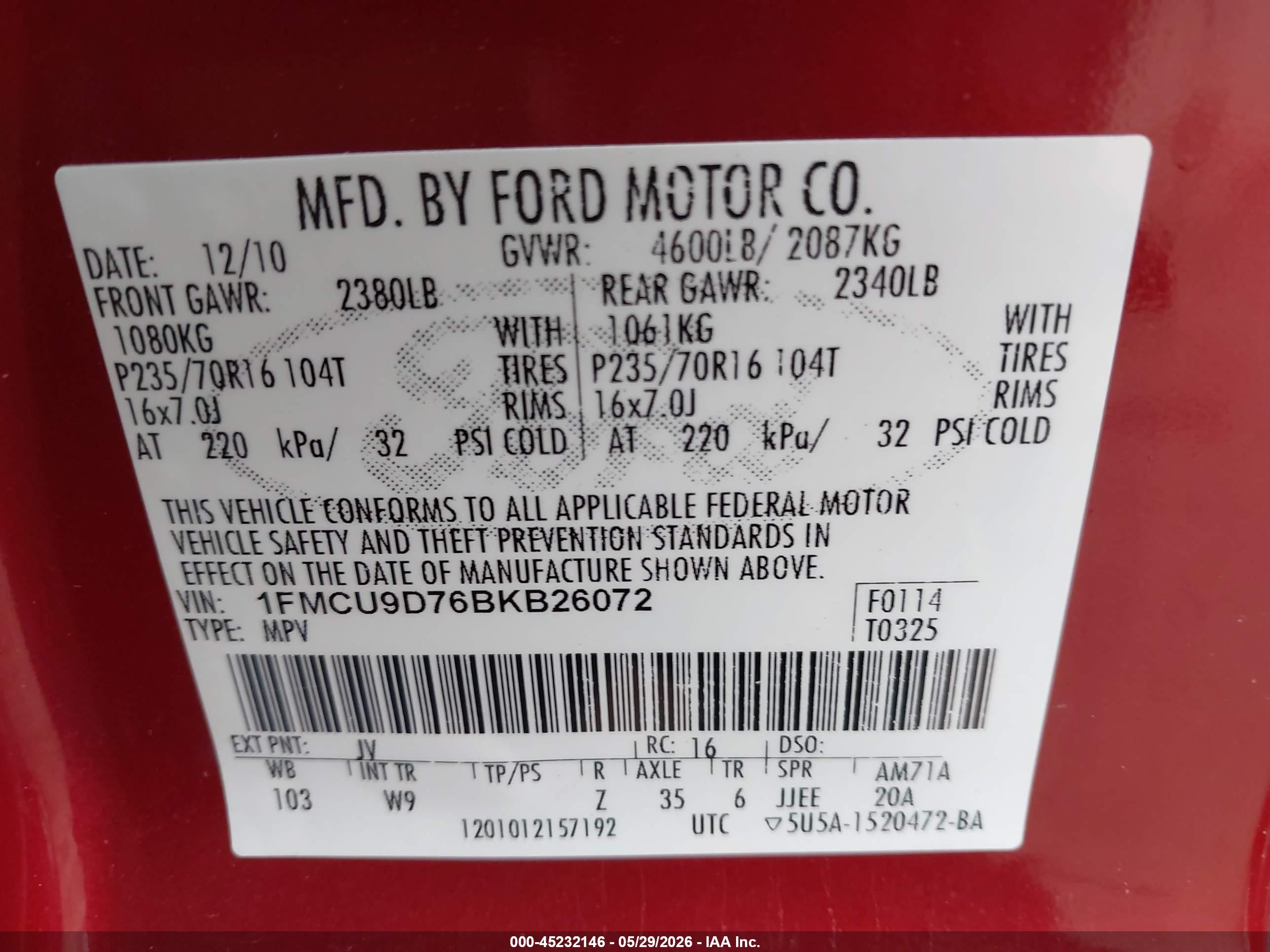 2011 Ford Escape Xlt Maroon vin: 1FMCU9D76BKB26072